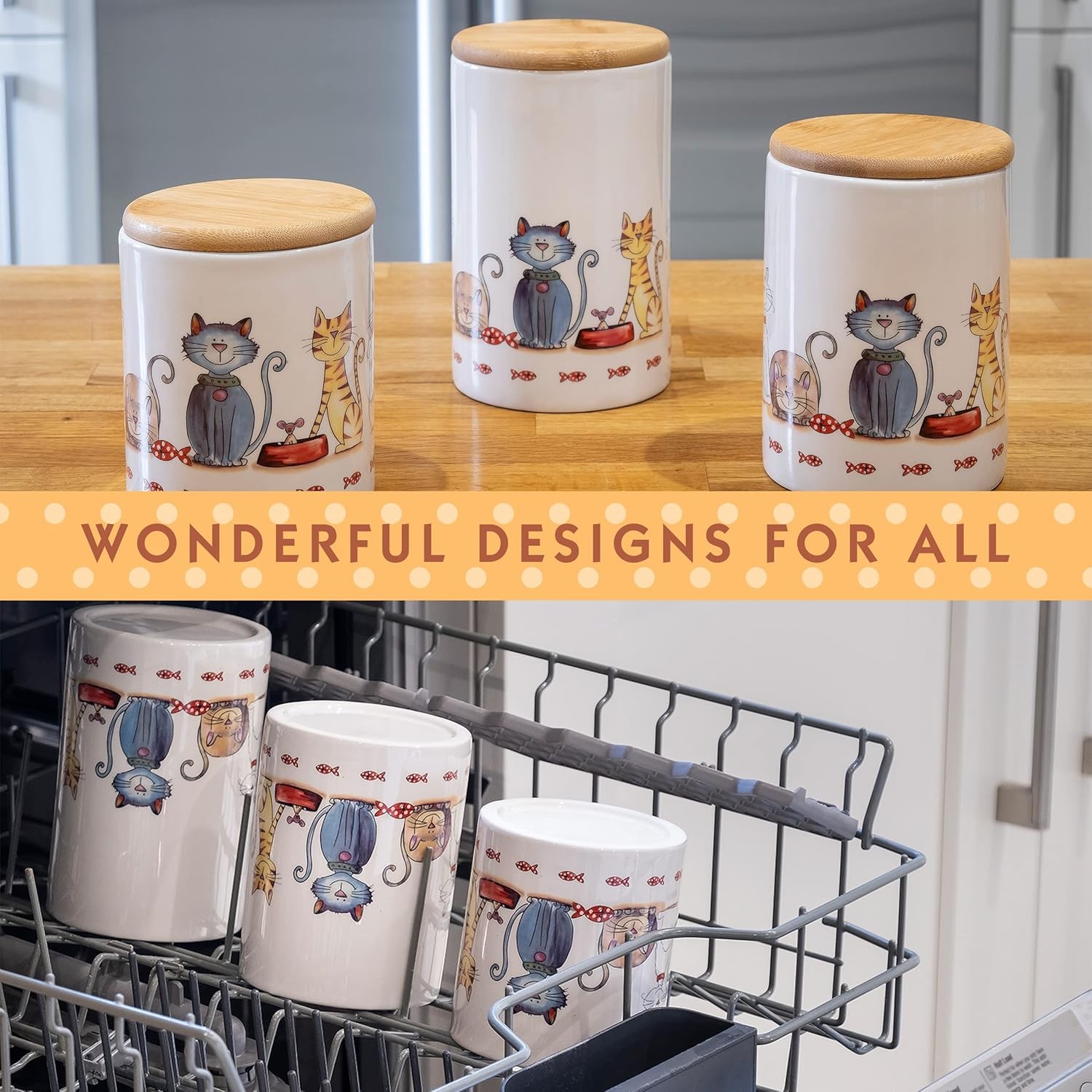 SPOTTED DOG COMPANY Canisters Sets for the Kitchen Countertop, 3-Piece Airtight
