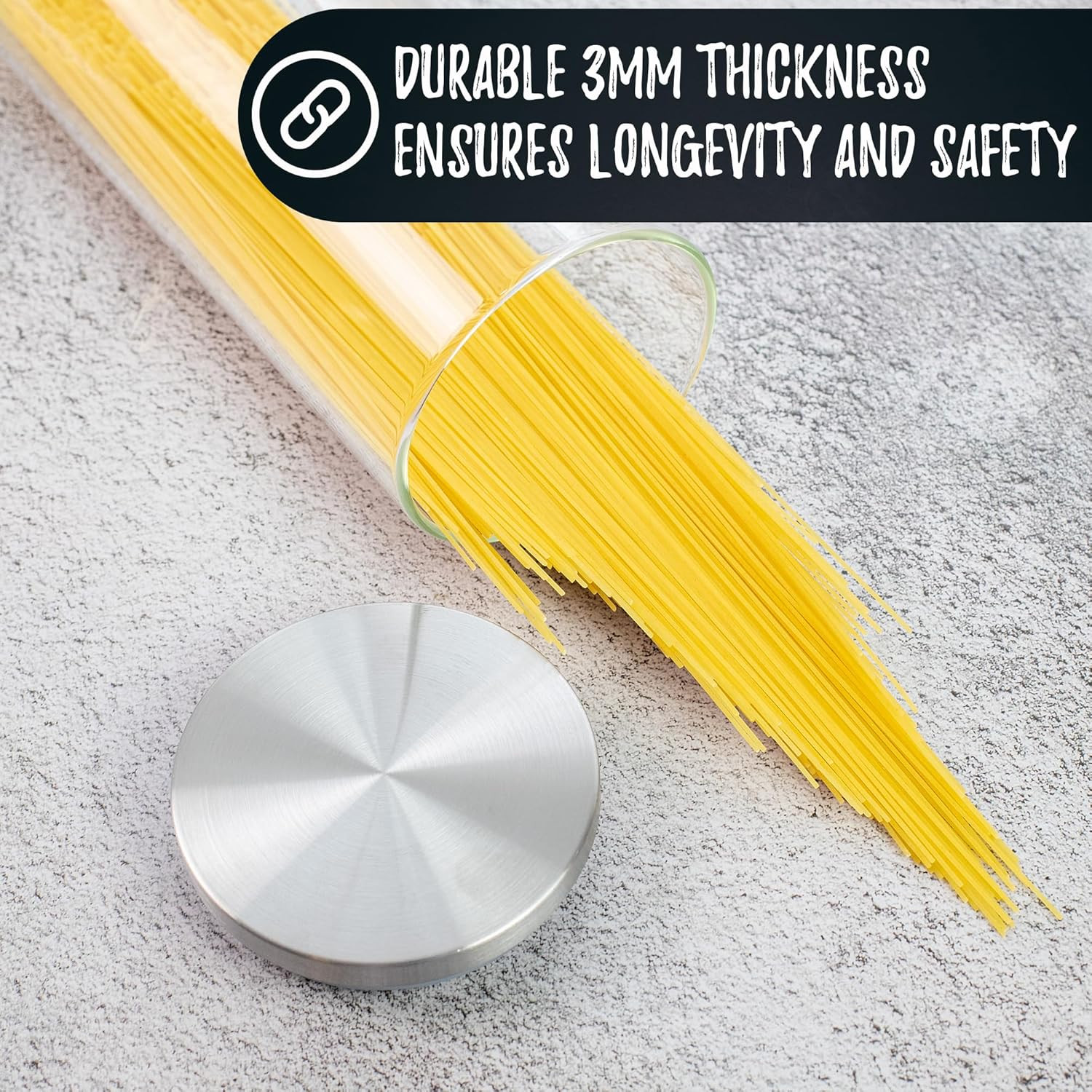 ® Airtight Borosilicate 3Mm Thick Glass Storage Containers for Spaghetti, Pasta,
