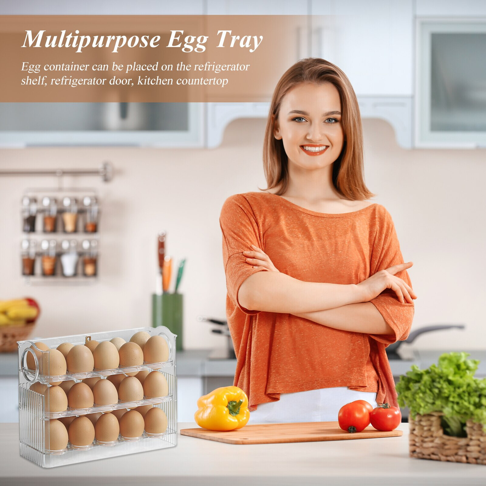 Kitchen Flip-Type Egg Storage Rack Fridge Organizer Creative Egg Holder Box