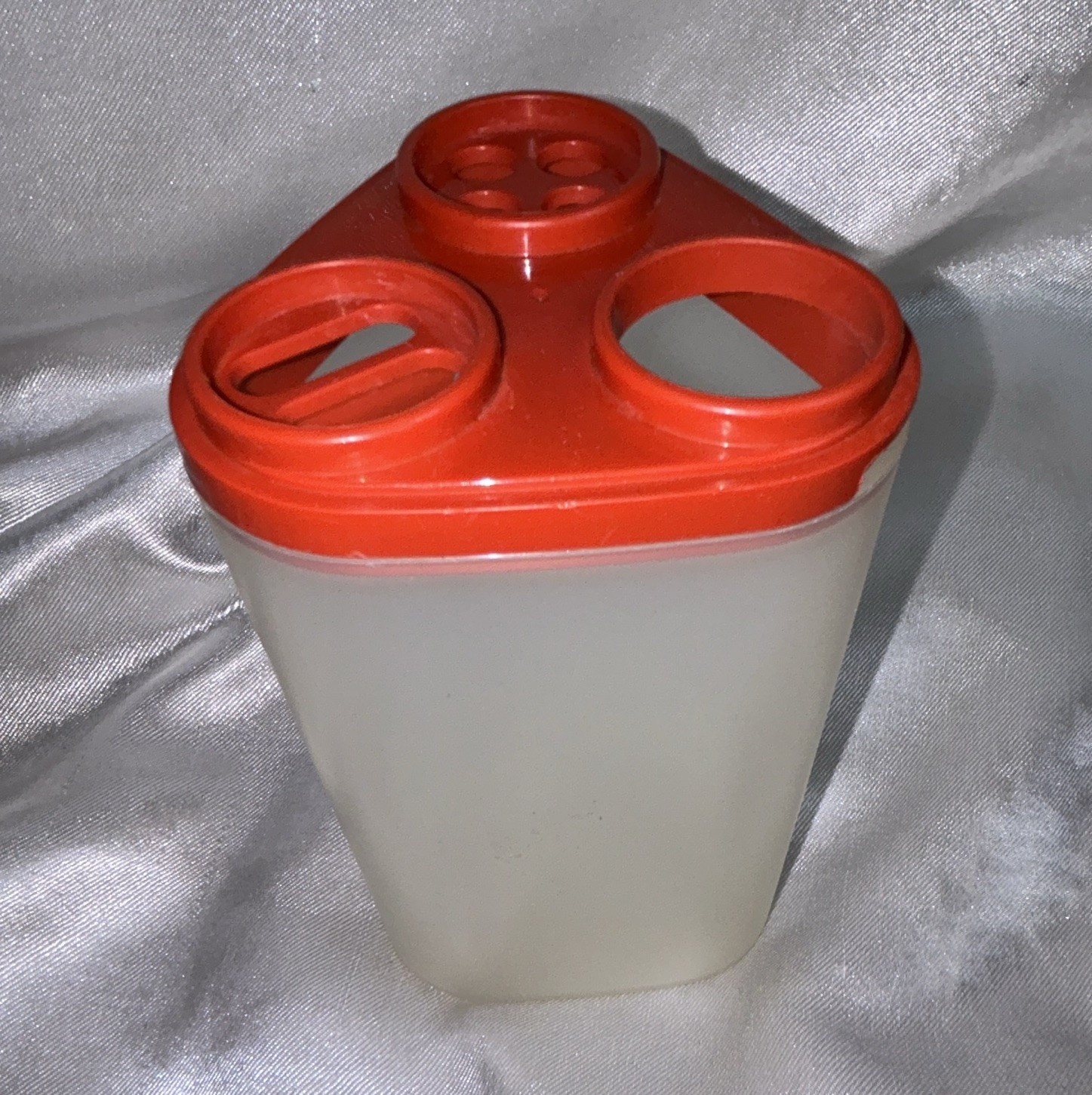 Vintage Tupperware 1630 Cheese Spice Shaker Red Flip Lid Sheer Wedge