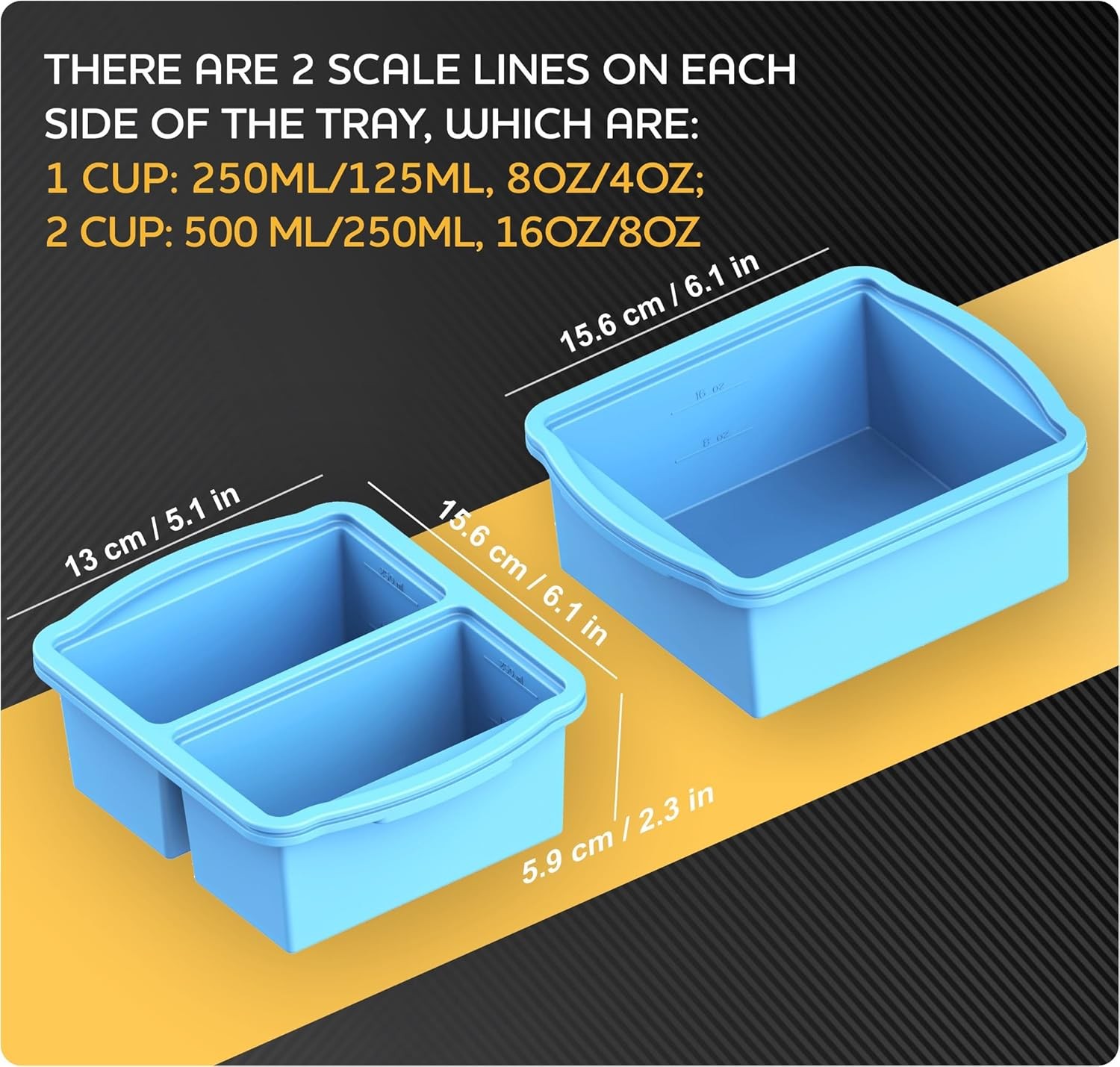 Set of 4 Silicone Freezer Trays with Lids, 1 & 2 Cup Soup Storage Molds