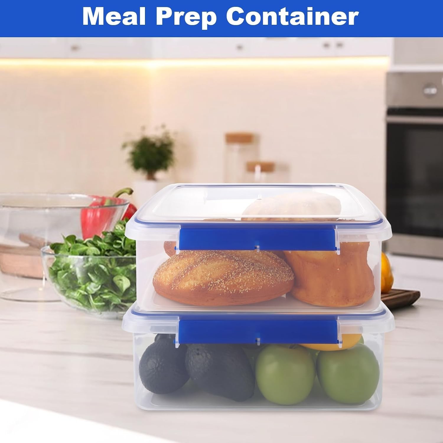 2 Pcs Large Food Storage Containers with Airtight Lid, 5.5L Reusable Meal Pre…
