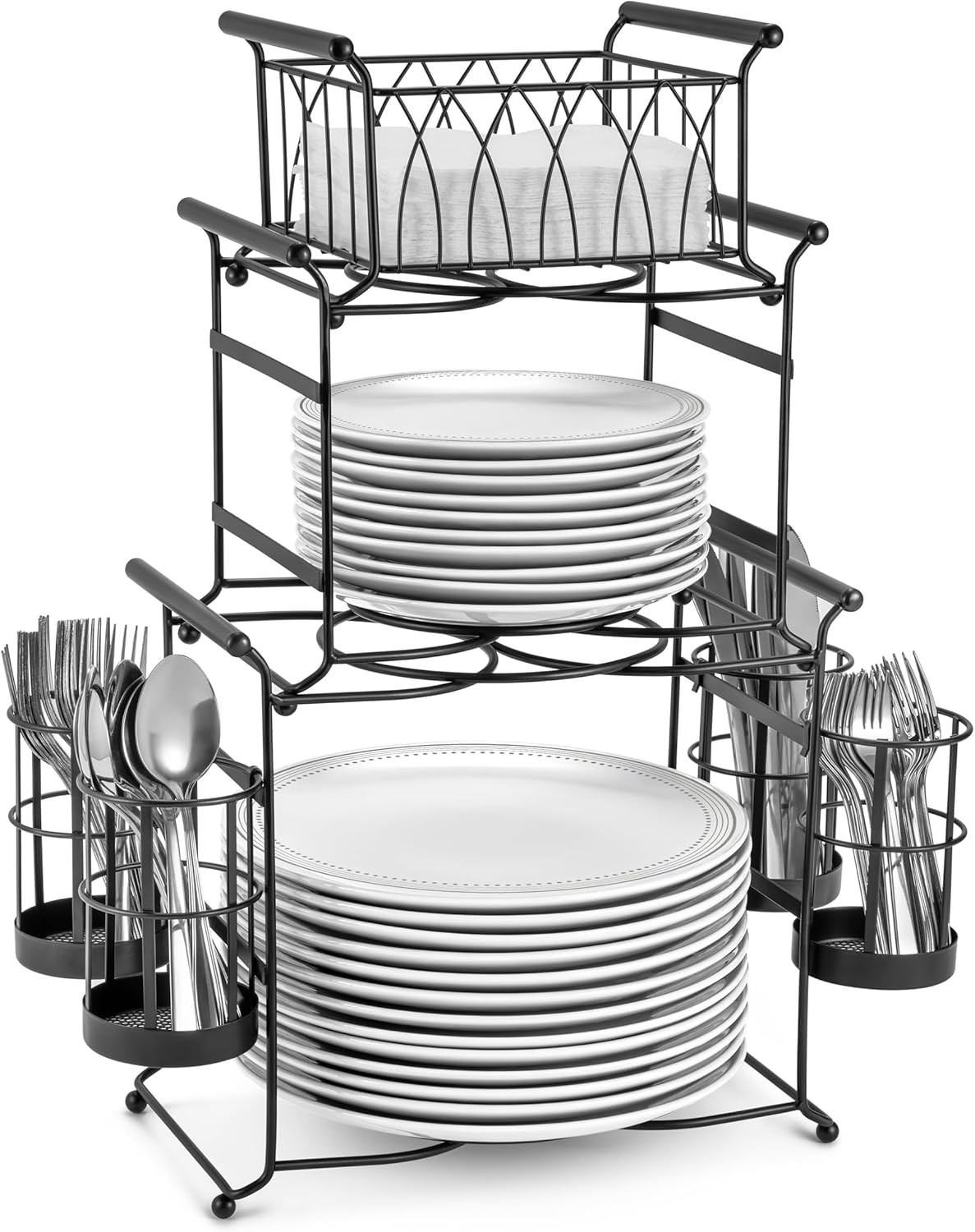 ® Buffet Caddy — 7-Piece Stackable Set Includes Plate, Napkin, and Silverware Ho