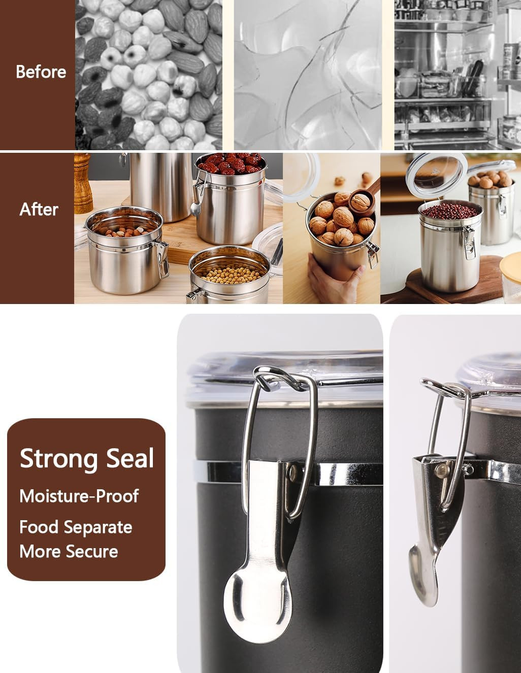 Stainless Steel Food Container with Clear Lids Airtight Storage Container Small