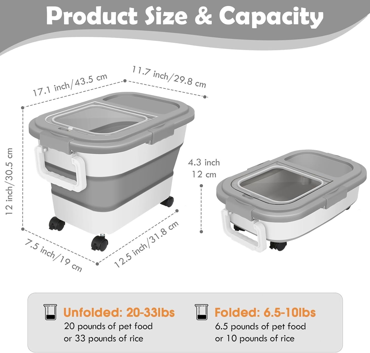 Airtight Pet Food Container | Dog & Cat Food Storage Bin | Treat Box with Scoop