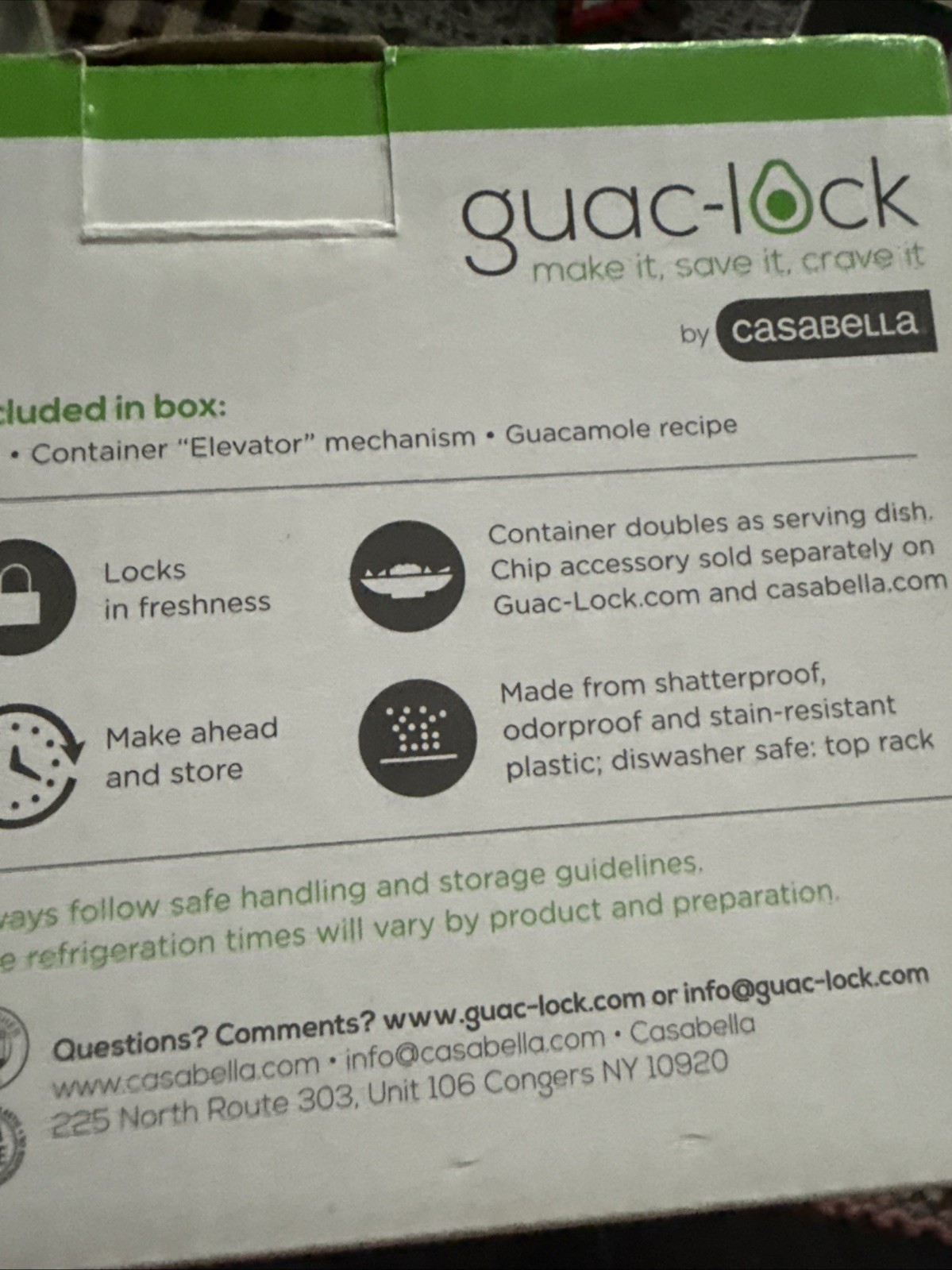 2 XCasabella GuacLock Container American Guacamole Bowl W Lid Airtight BPA-FREE