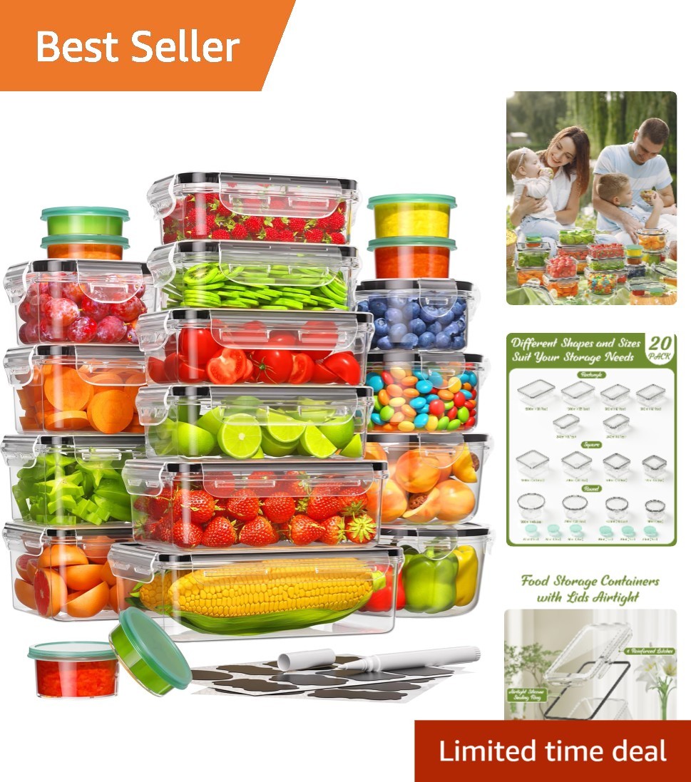 Versatile 40-Piece Leak-Proof Food Storage Containers with Labels & Pen