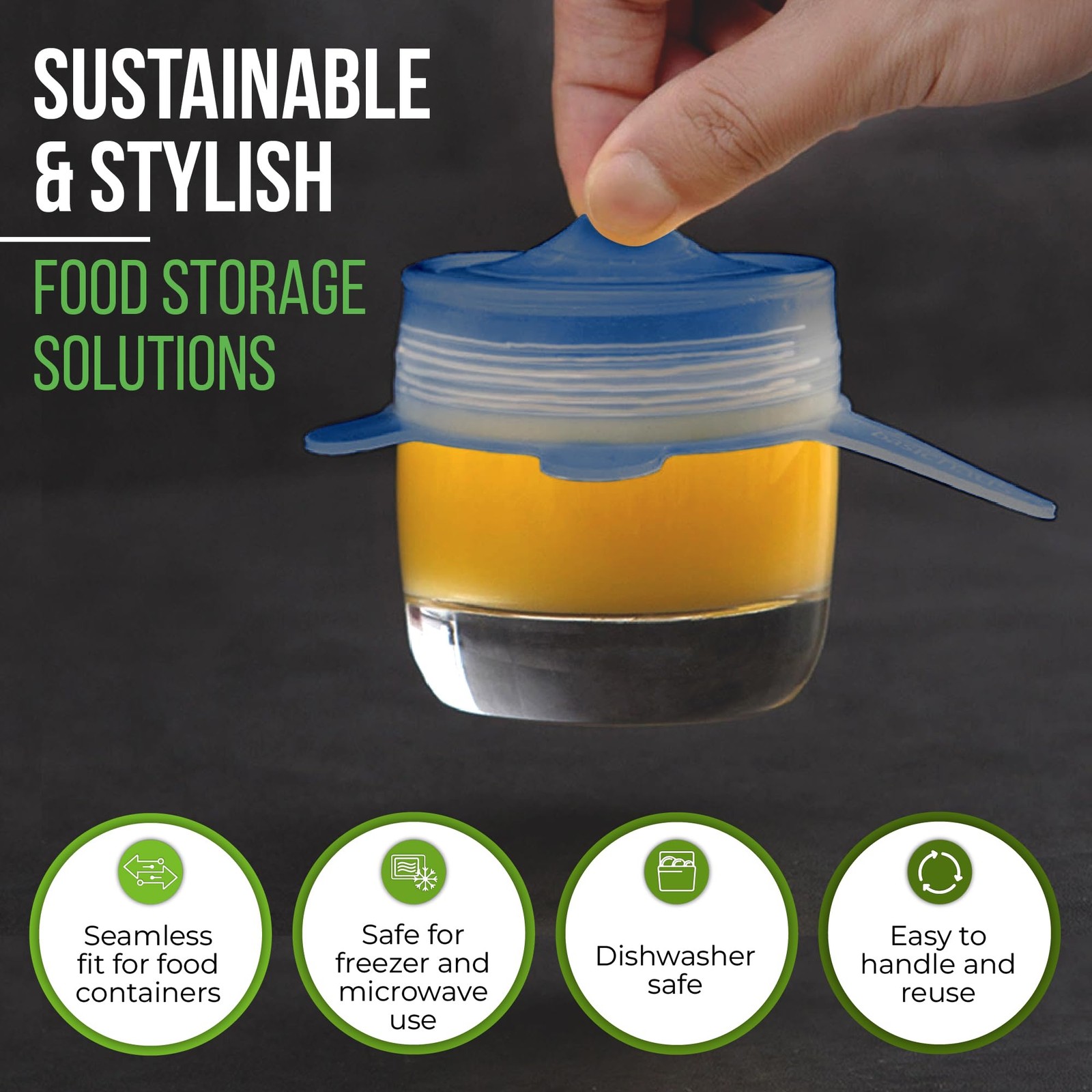Reusable Silicone Stretch Lids for Food Storage in Fridge Elastic HeatResist…