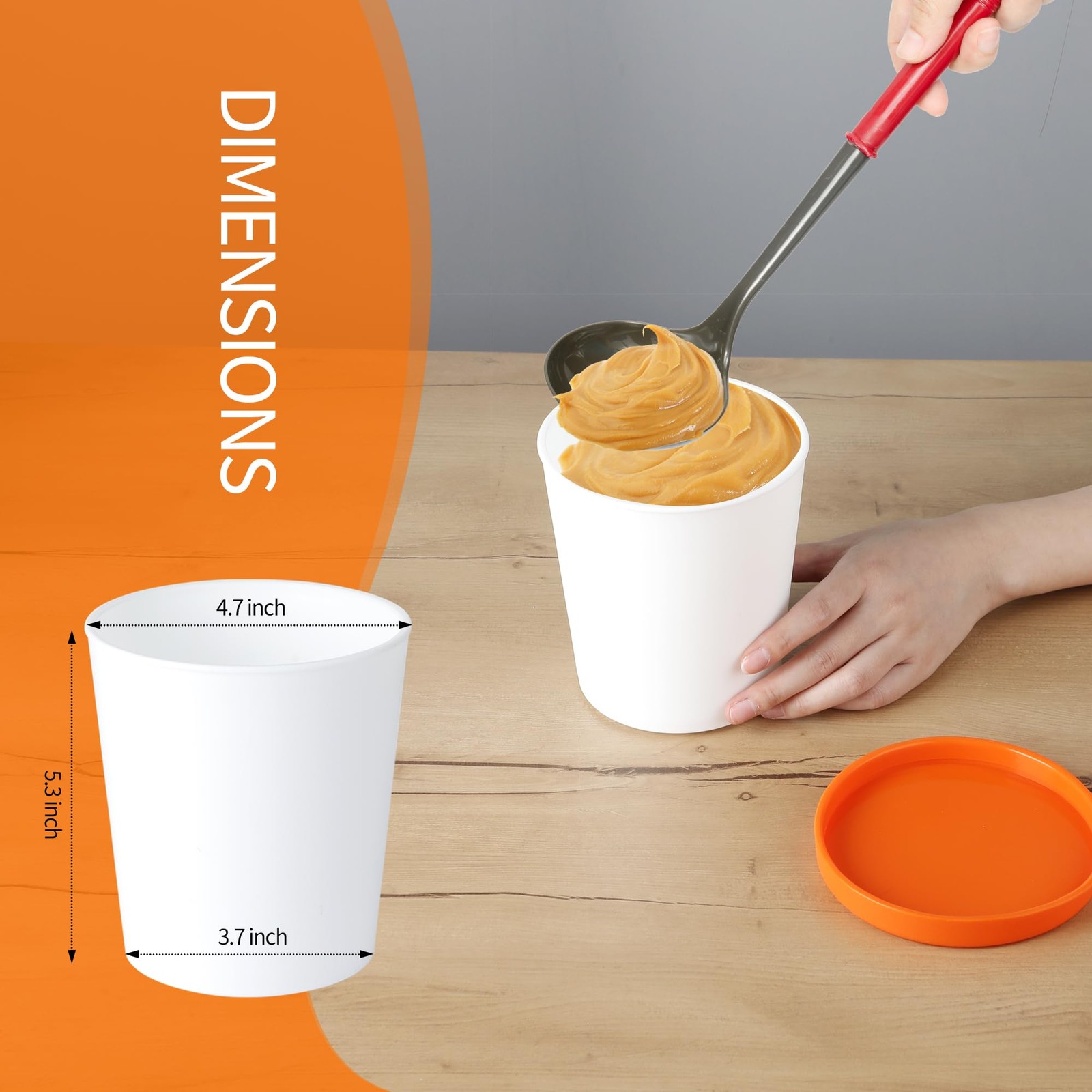 Ice Cream Containers for Homemade (4 Pack – 1 Quart Each), Reusable PP Plasti…