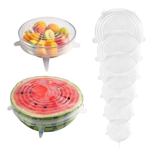 Versatile Reusable Silicone Lids – 6 Sizes for All Your Food Storage Needs