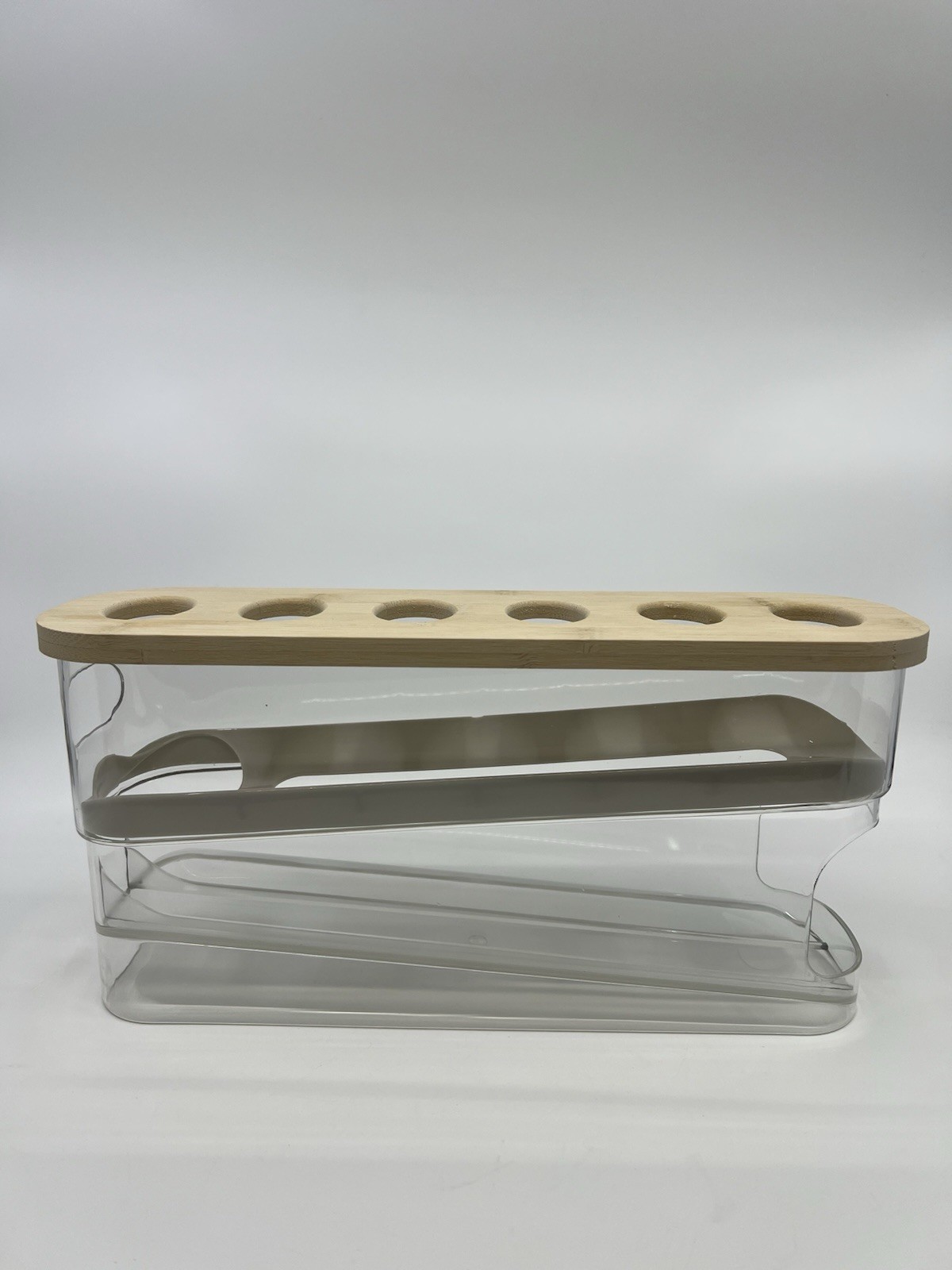 18 Egg Dispenser for Refrigerator – Durable Organizer with Wooden Lid, Fresh