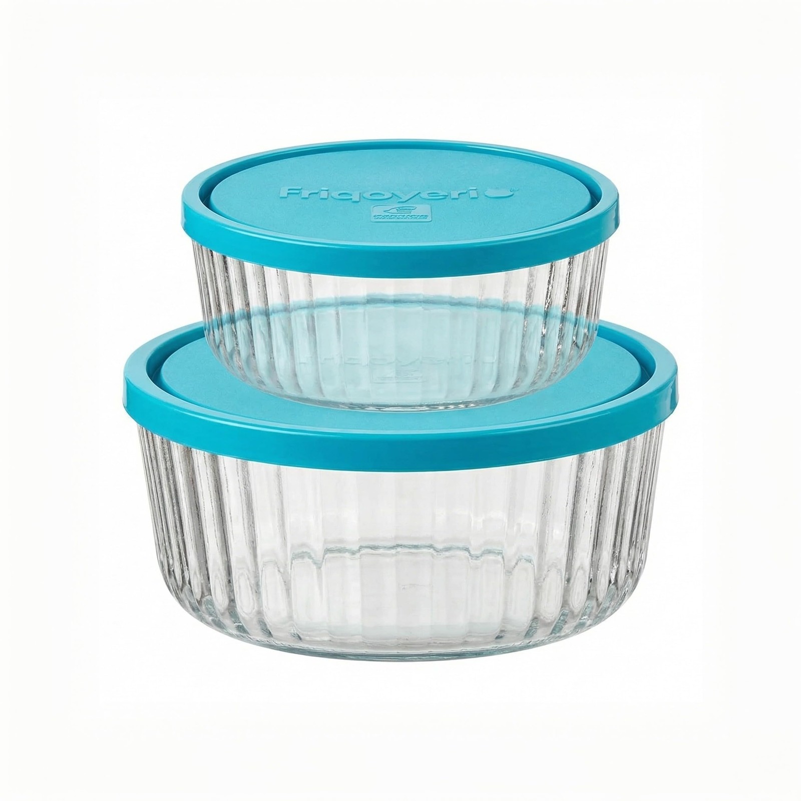 Frigoverre Brilliante 2 Piece Set, Ribbed Round Glass Containers with Covers …
