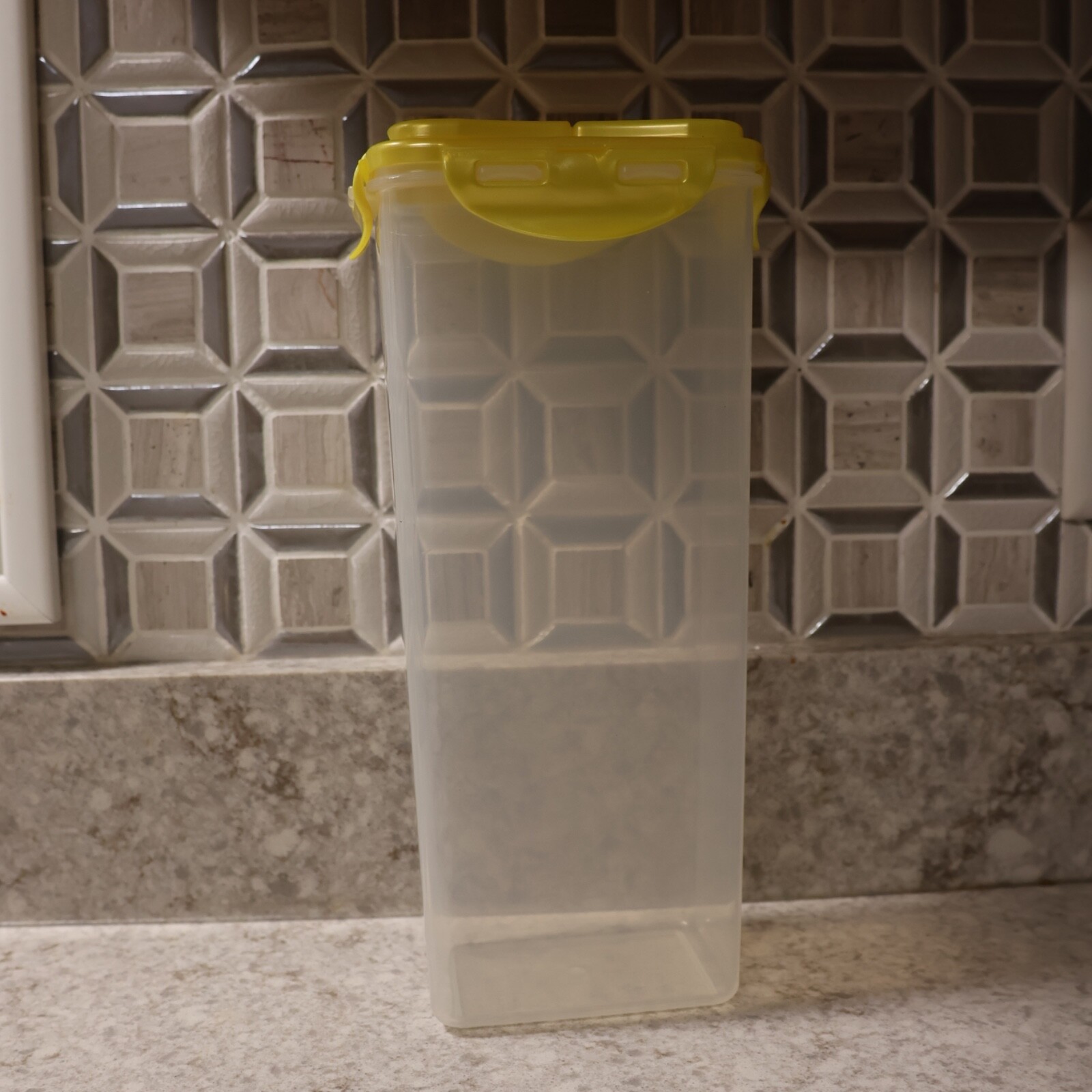 Lock & Lock Tall Tapered Flip-Top Clear Pantry Storage Container w/ Yellow Lid