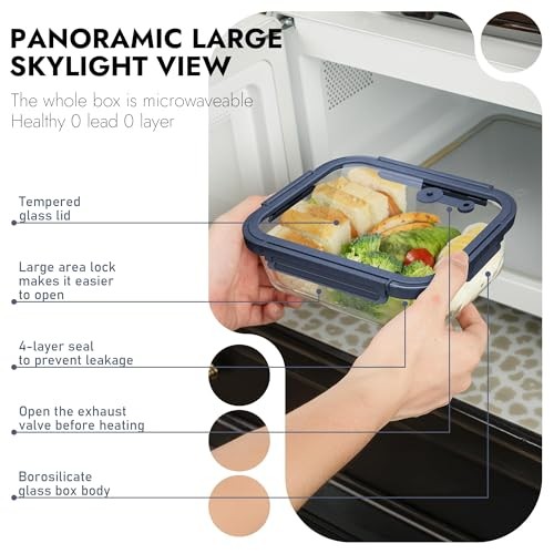 10-Pack Glass Food Storage Containers with Tempered Glass Lids – Borosilicate,