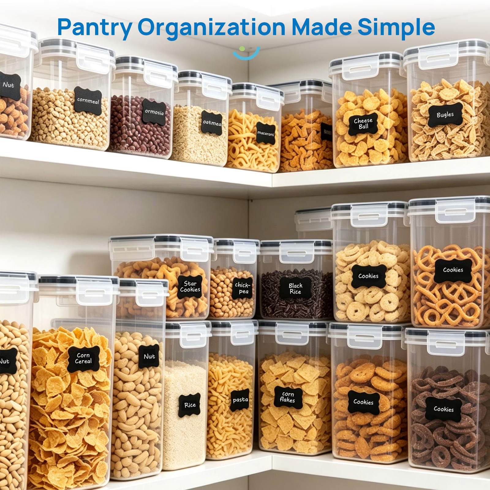Airtight Food Storage Containers Set, Bpa-Free 7Pcs Plastic Kitchen and Pantry