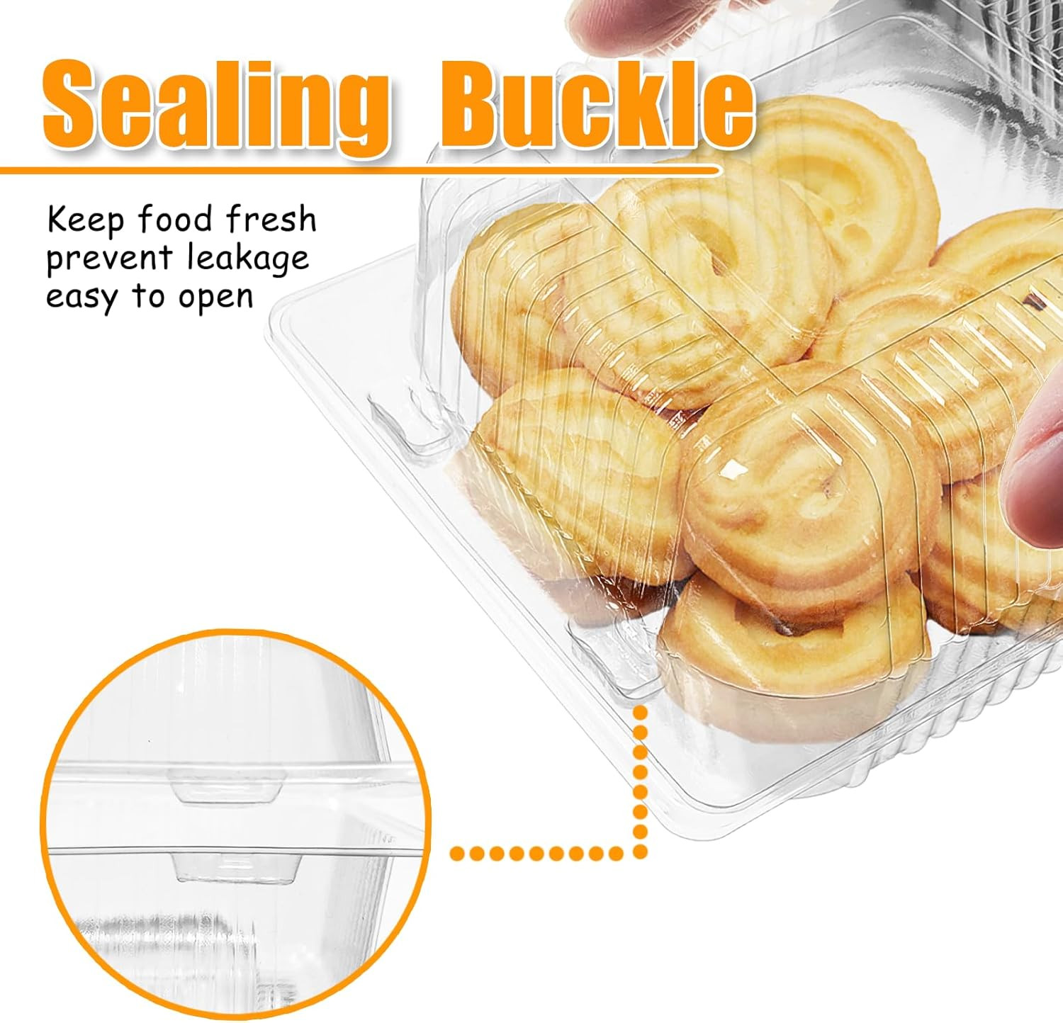 100 Pack Clear Plastic Square Hinged Food Clamshell Container,Disposable To Go C