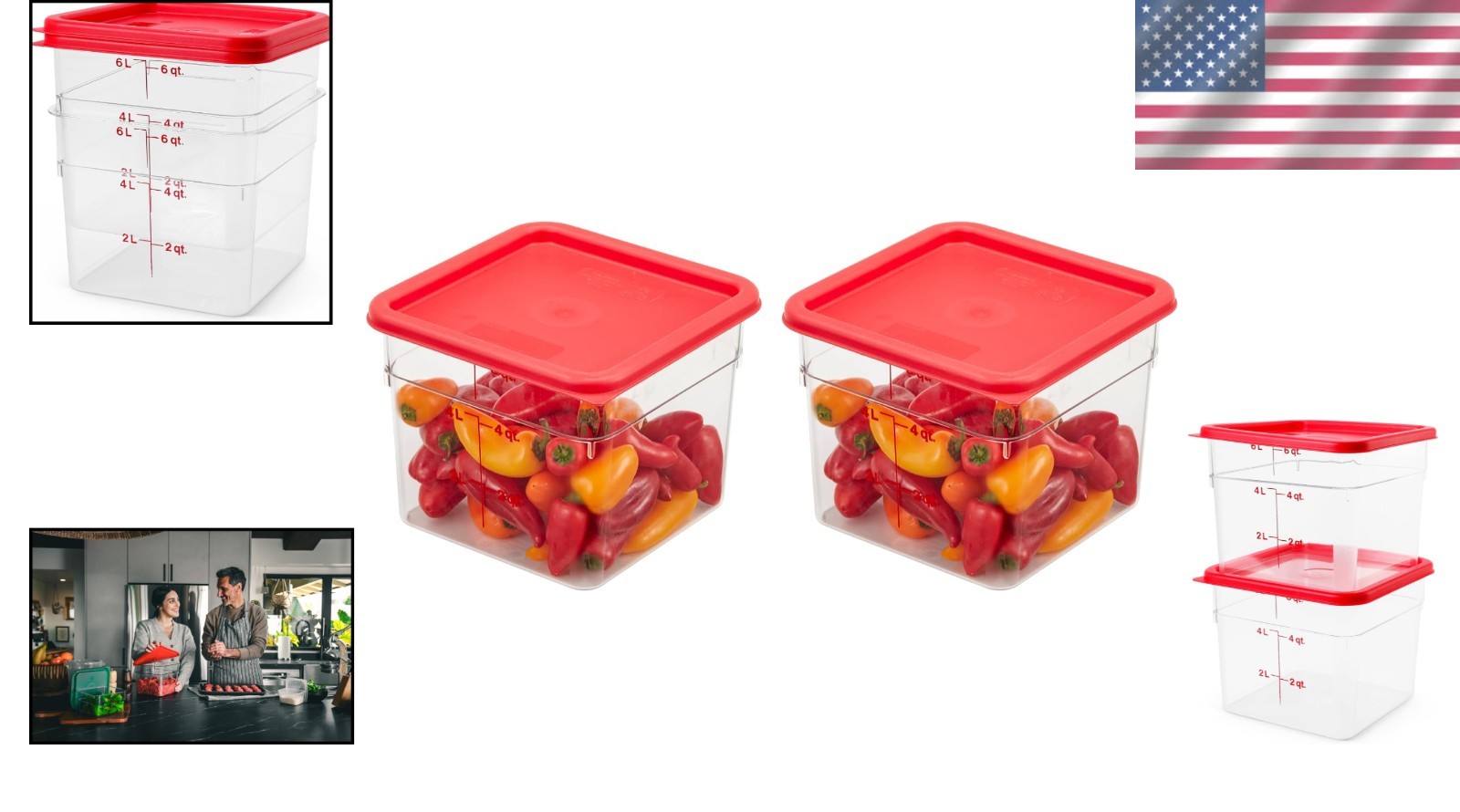 Commercial Grade Food Storage Container Set – 6QT, 2 Pack