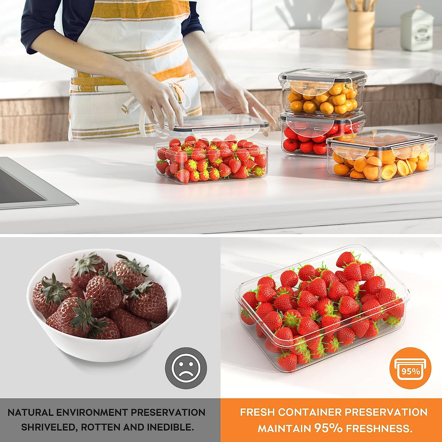 40 PCS Food Storage Containers with Lids Airtight (20 Containers & 20 Lids), Pla