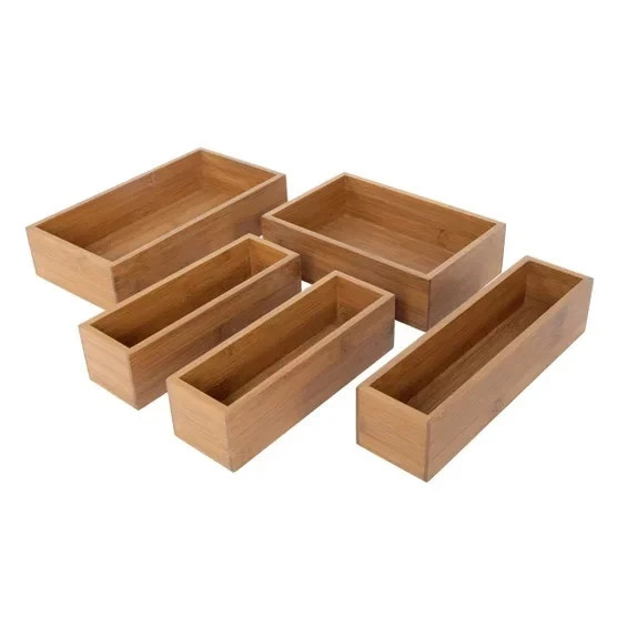 Seville Classics 9-Piece Bamboo Drawer Organizer Starter Set