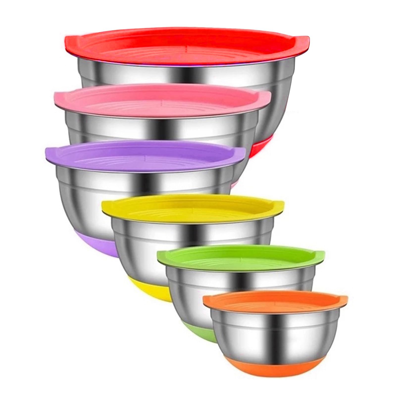 Stainless Steel Mixing Bowls with Lids 6 Piece, Kitchen Food Storage Organize…