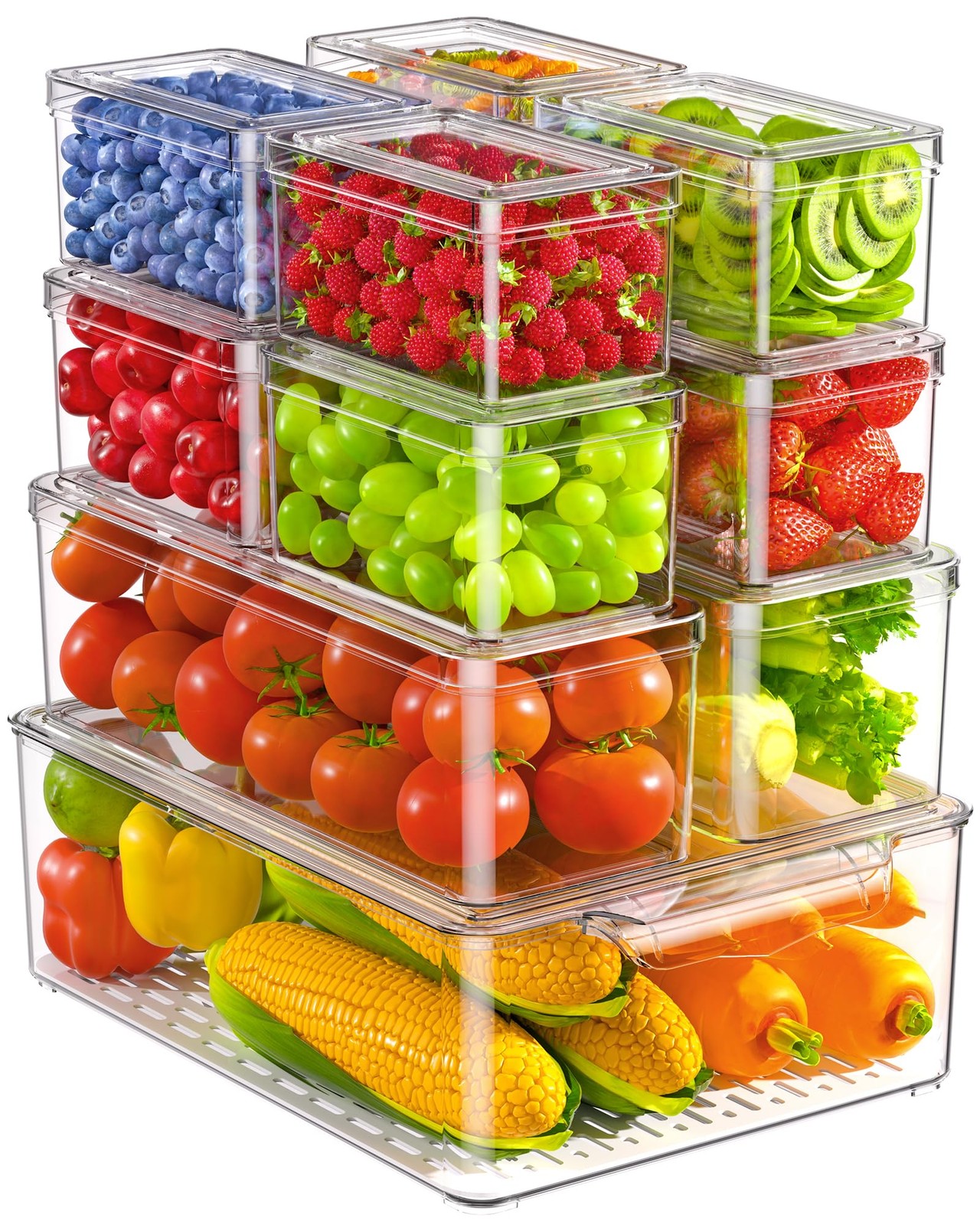 11 Pack Refrigerator Organizers and Storage, Stackable Fridge Organizer Bins,…
