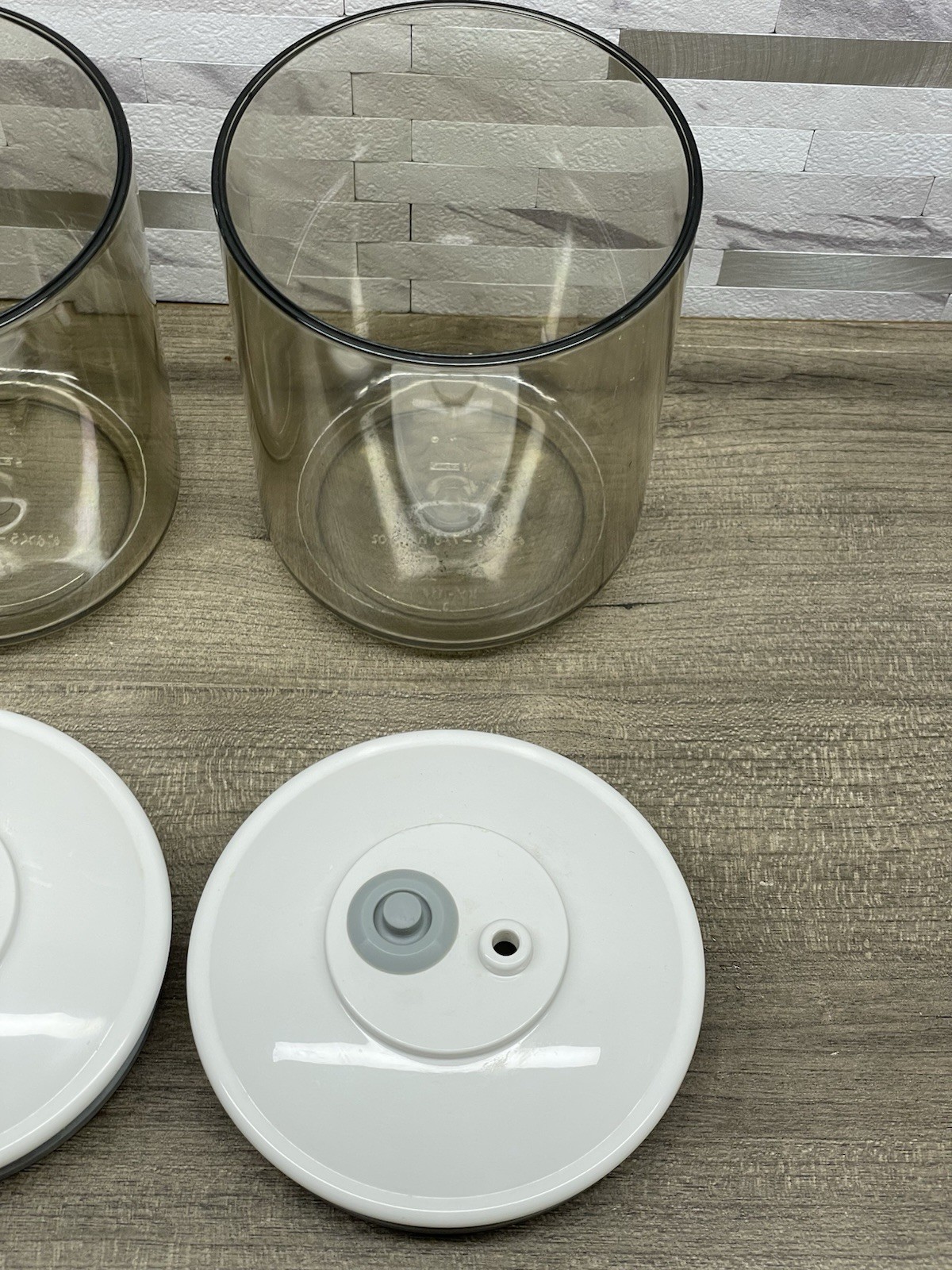 2 FOODSAVER Vacuum Canisters 25 oz Storage Container Clear Snail KY-114 4″ x 5⅞”