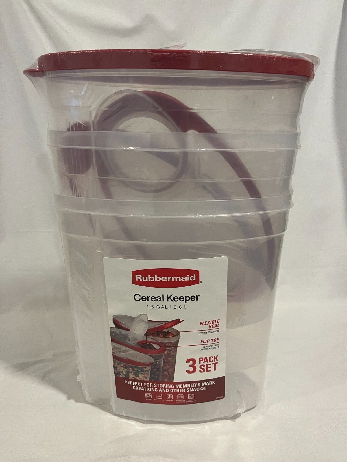 3 New Rubbermaid 1.5 Gallon Cereal Keeper Containers BPA Free Flip Top