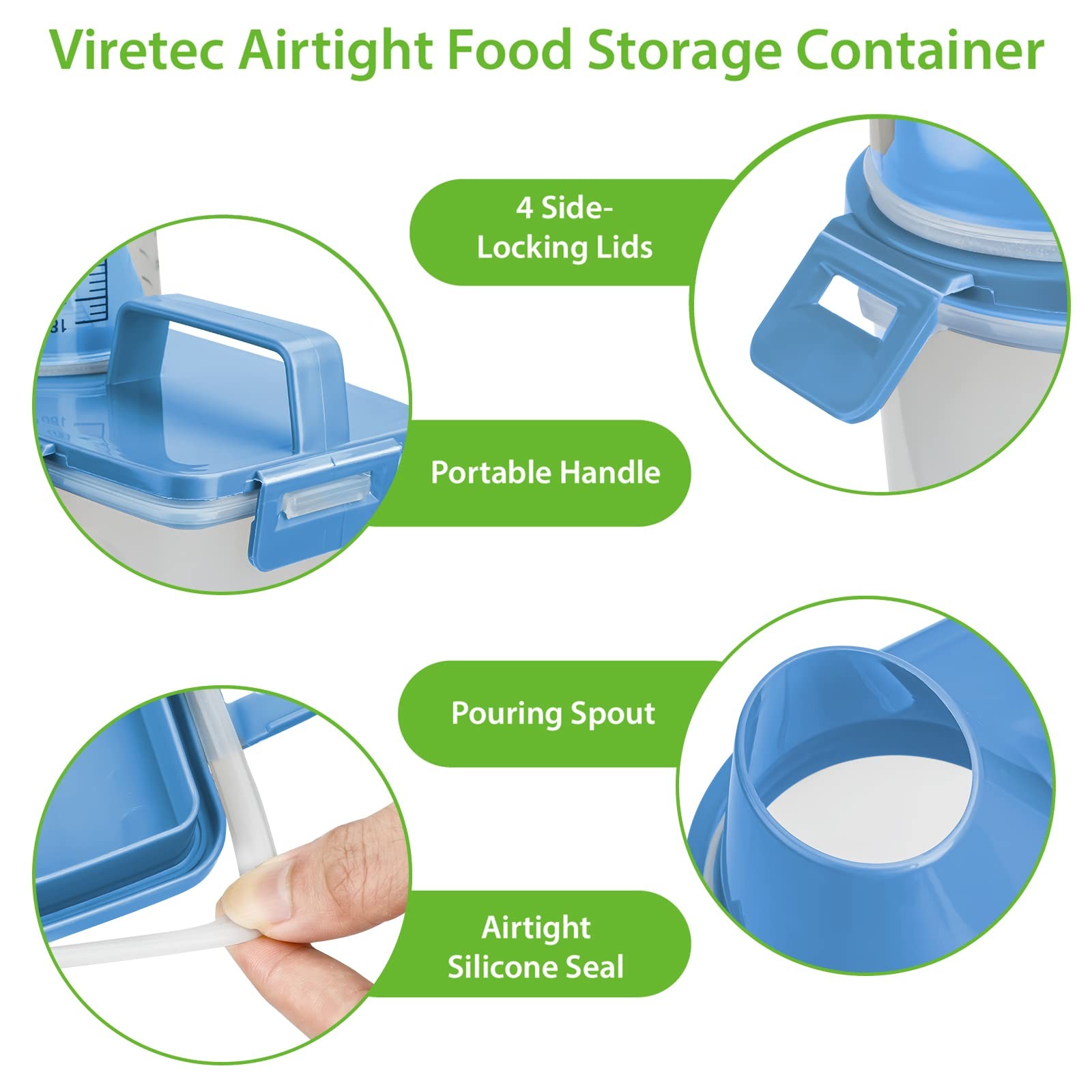 Rice Storage Container, 3 to 5Lbs Dry Food Airtight Container, Pet Dog Cat Fo…