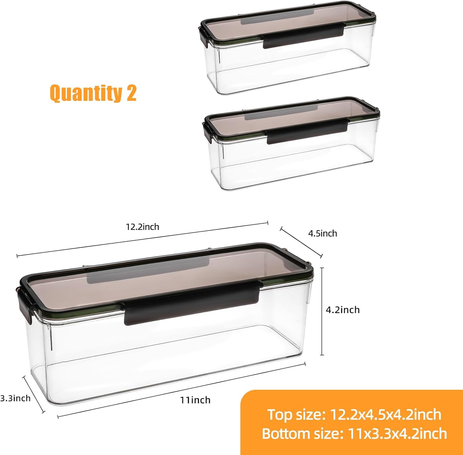 Horizontal Rice and Pasta Storage Containers, Set of 2 (5.2L) Airtight Kitchen C