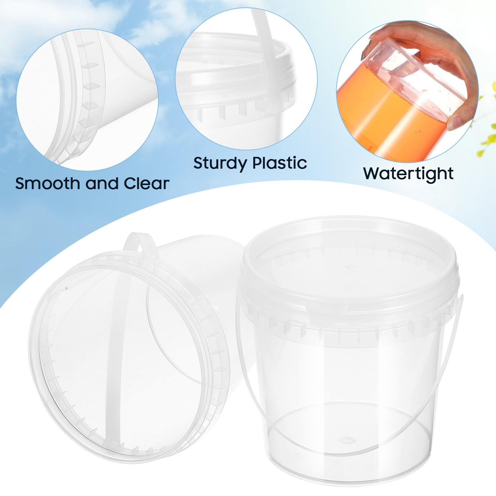 2 Pcs Round Ice Cream Storage Bucket with Handle and Lid, 0. 26 Gallon Sealin…