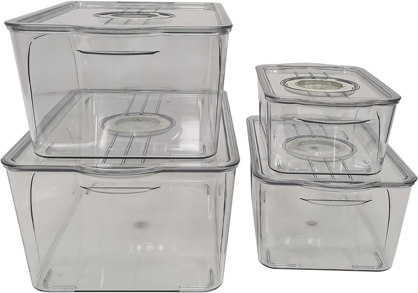 3 Pack Stackable Food Containers, Clear with Lids, Date Recorder for Kitchen