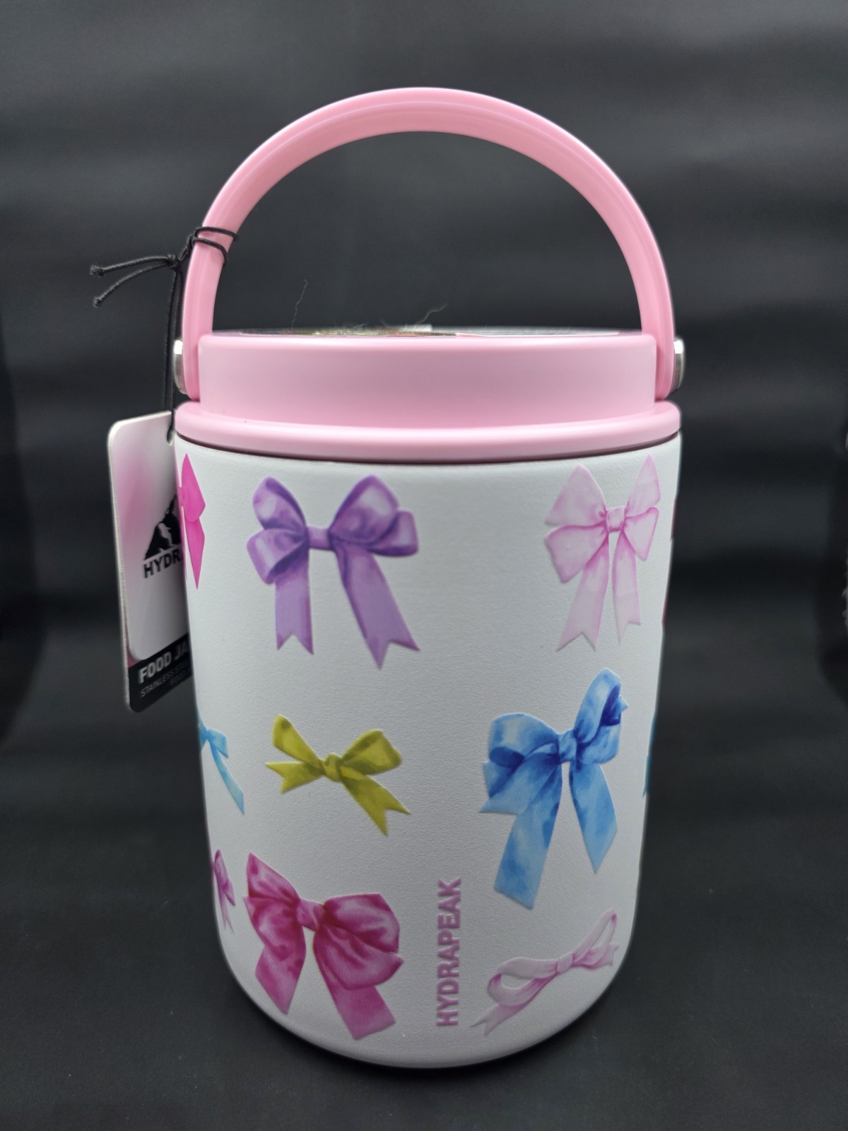 HydraPeak White Food Storage Container Tumbler With Colorful Ribbons / Bows 32Oz