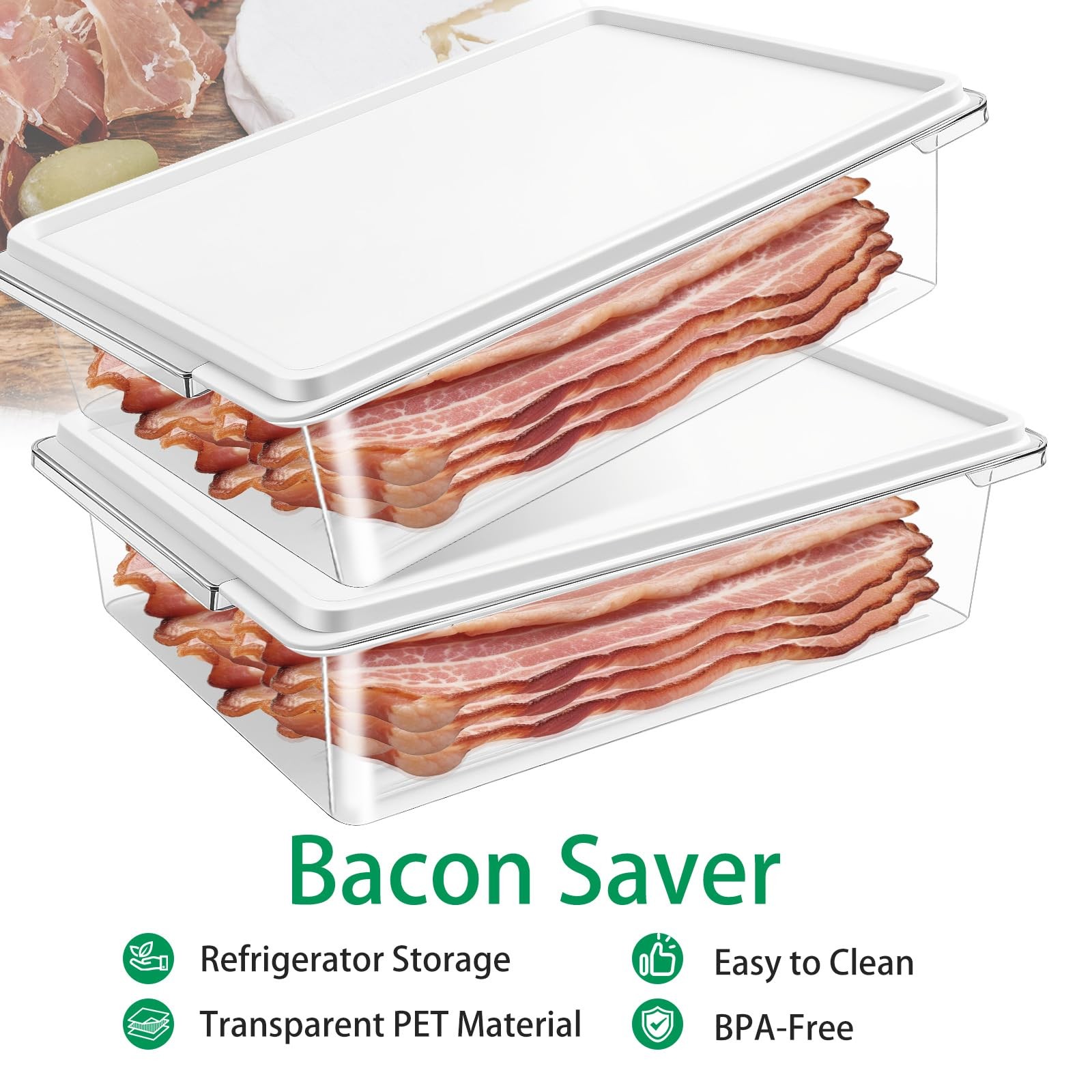 Hermundeau Deli storage containers with lids,bacon storage container for frid…