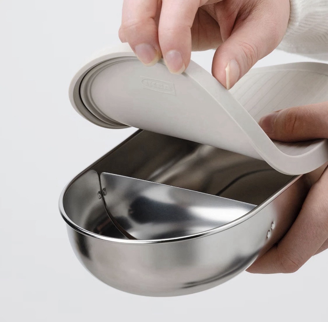 x2 IKEA HALVVARM Stainless Steel Food Container With Lid & Divider