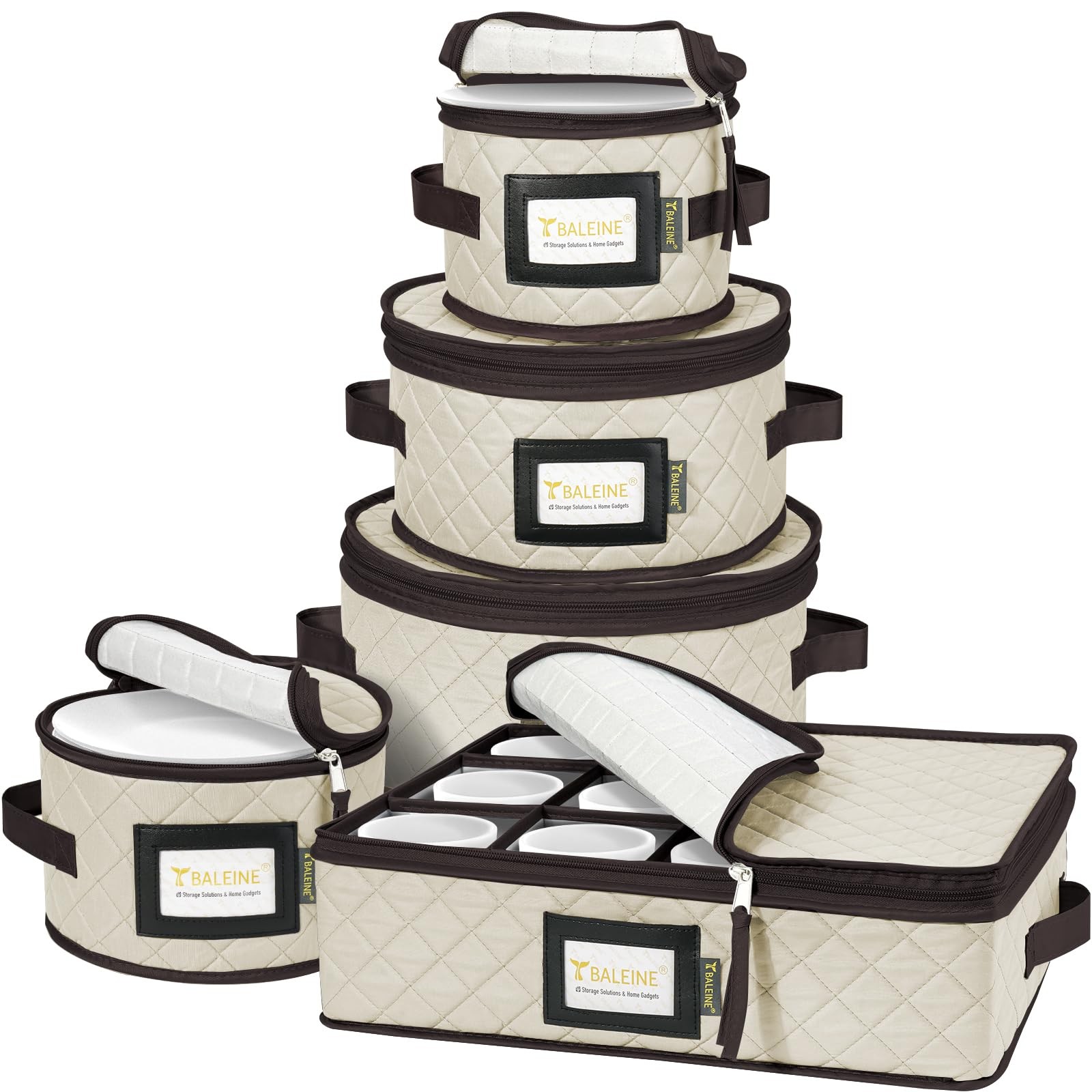 BALEINE China Storage Containers, Sturdy 15.75 x 12.6 x 4.72 inches, Cream