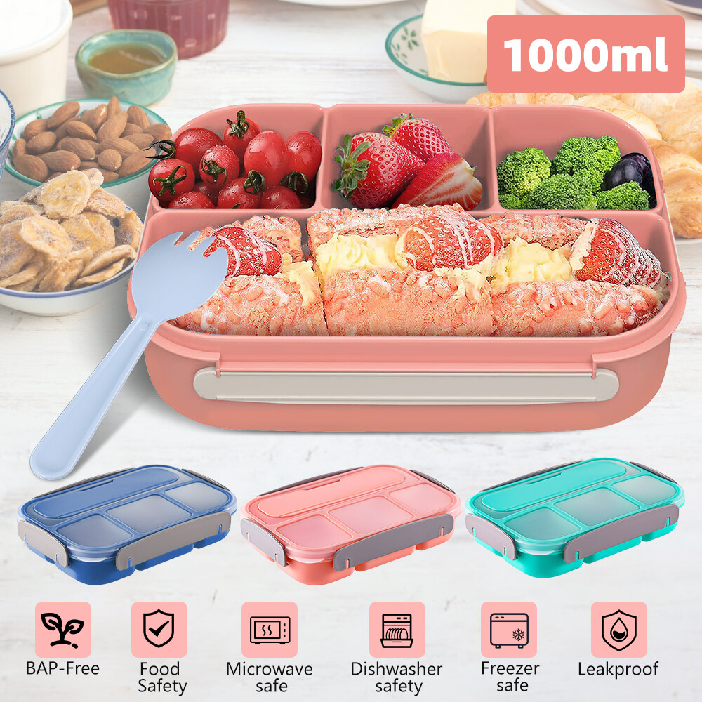 Bento Box Lunch Box Leak Proof Containers 4 Compartment for Toddler Kids Adults
