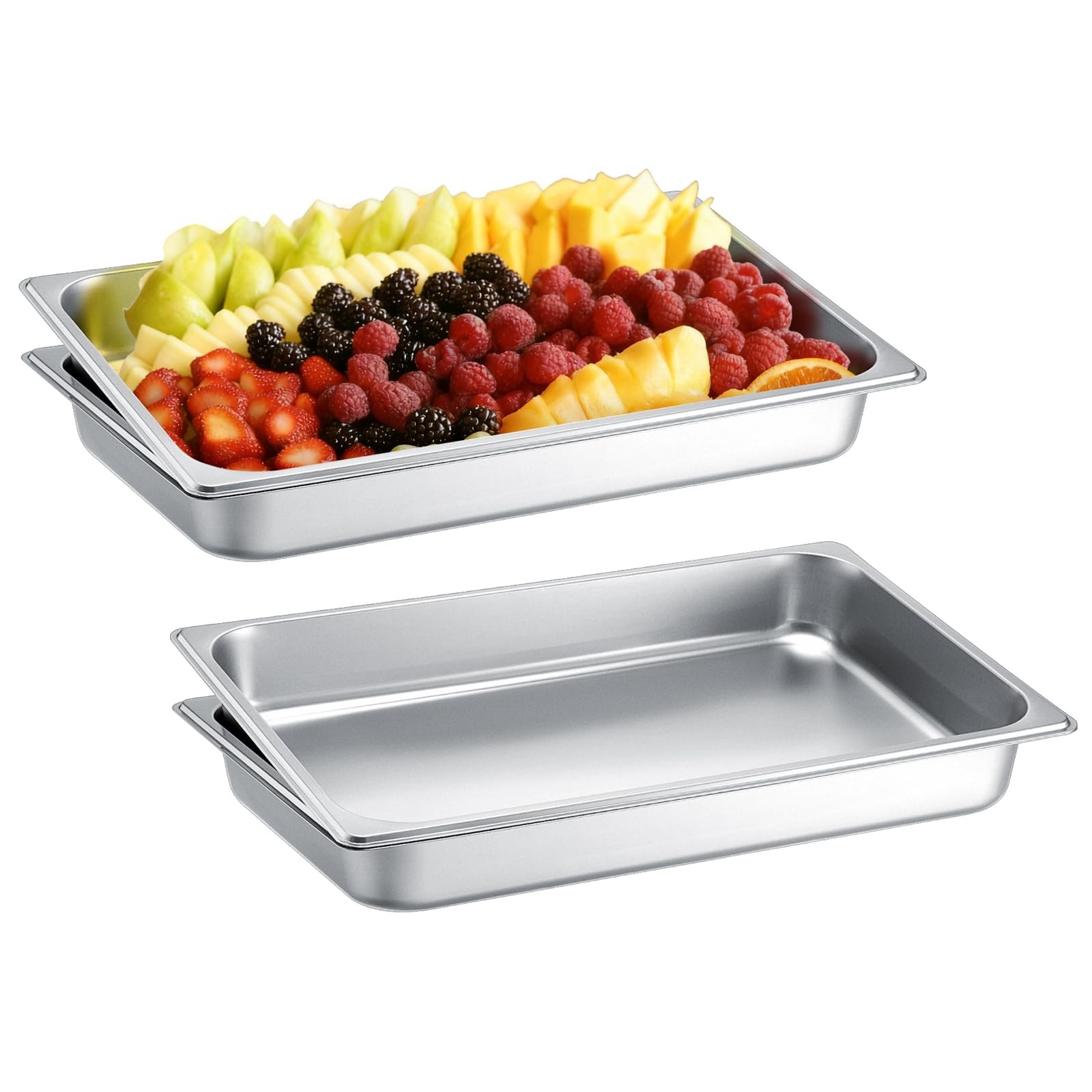 4 Pack Hotel Pans, 1/1 Full Size 2.5 Inch Deep Steam Table Pan, Stainless Ste…