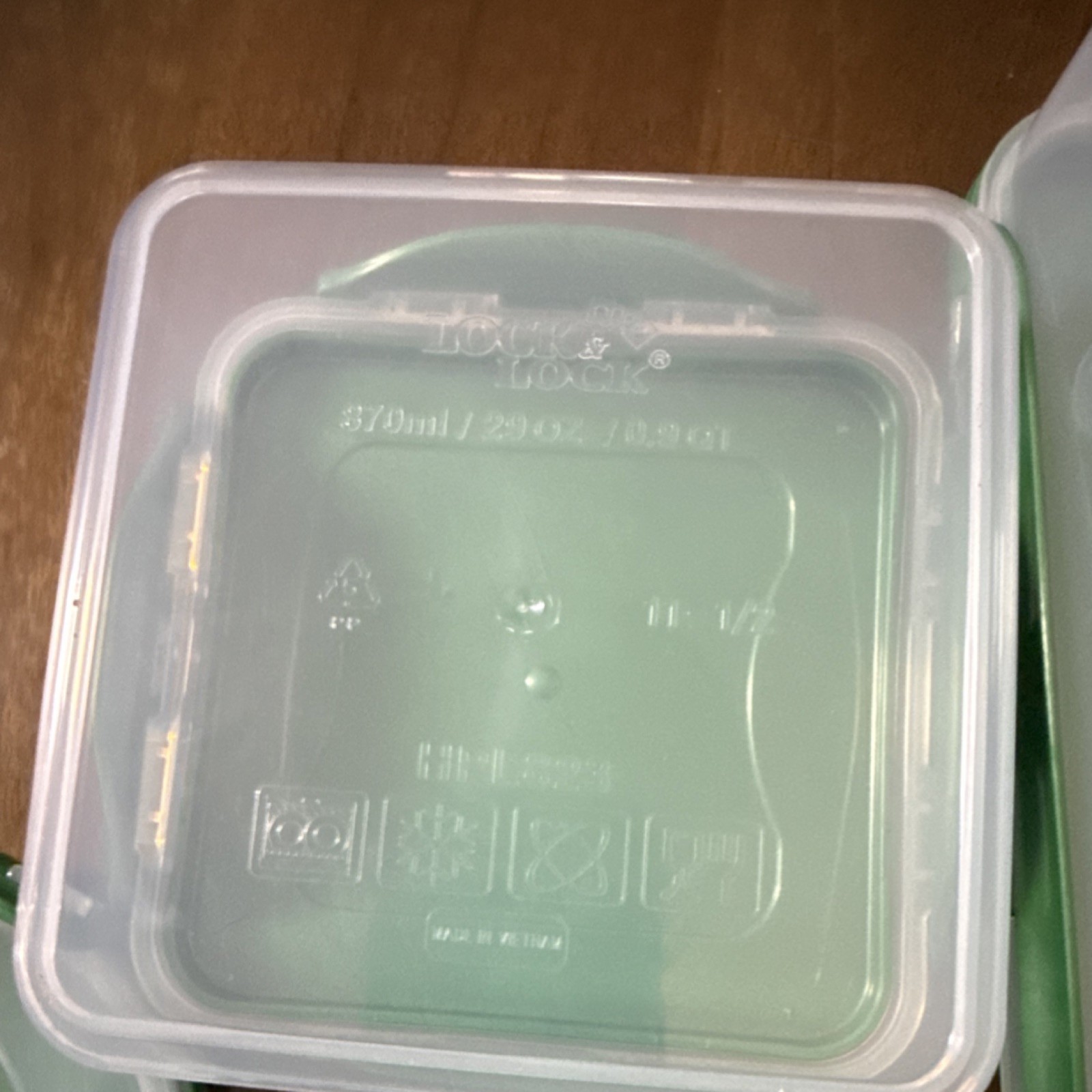 Lock & Lock 8pc Square Round Rectangle Plastic Storage Set Clear Green Snap Lid