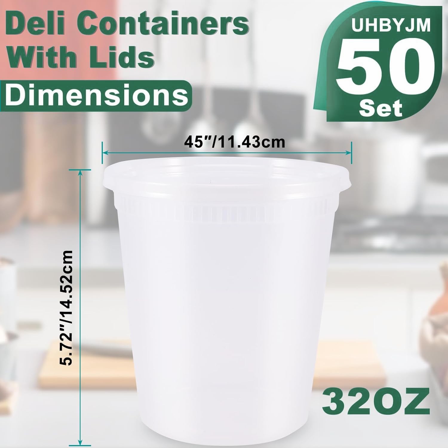 50 Pack Deli Containers with Lids 32oz Plastic Food Storage Heavy-Duty Clear