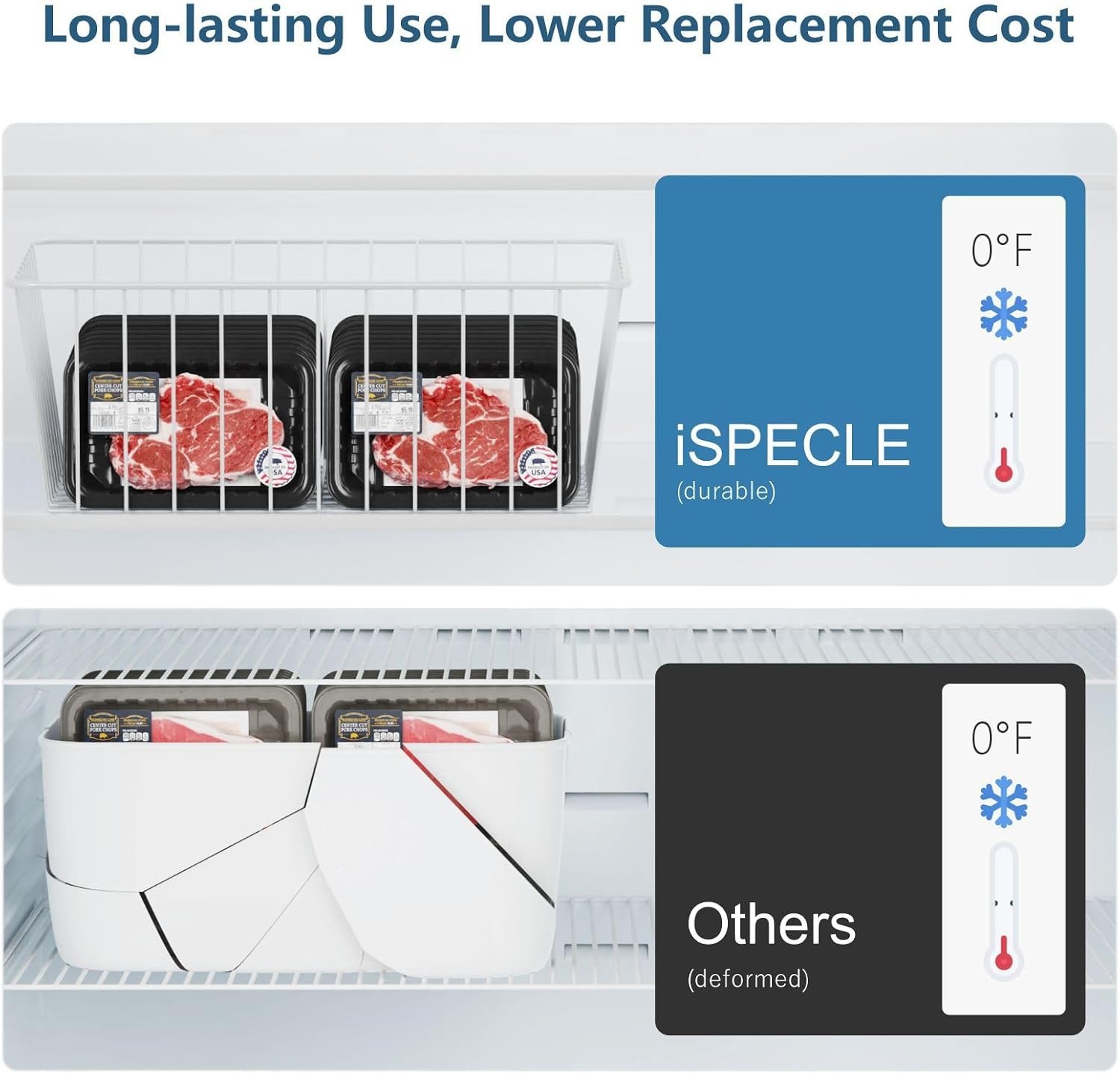 Elegant Slide-Out Freezer Bins – 2 Large & 2 Medium for Ultimate Freshness