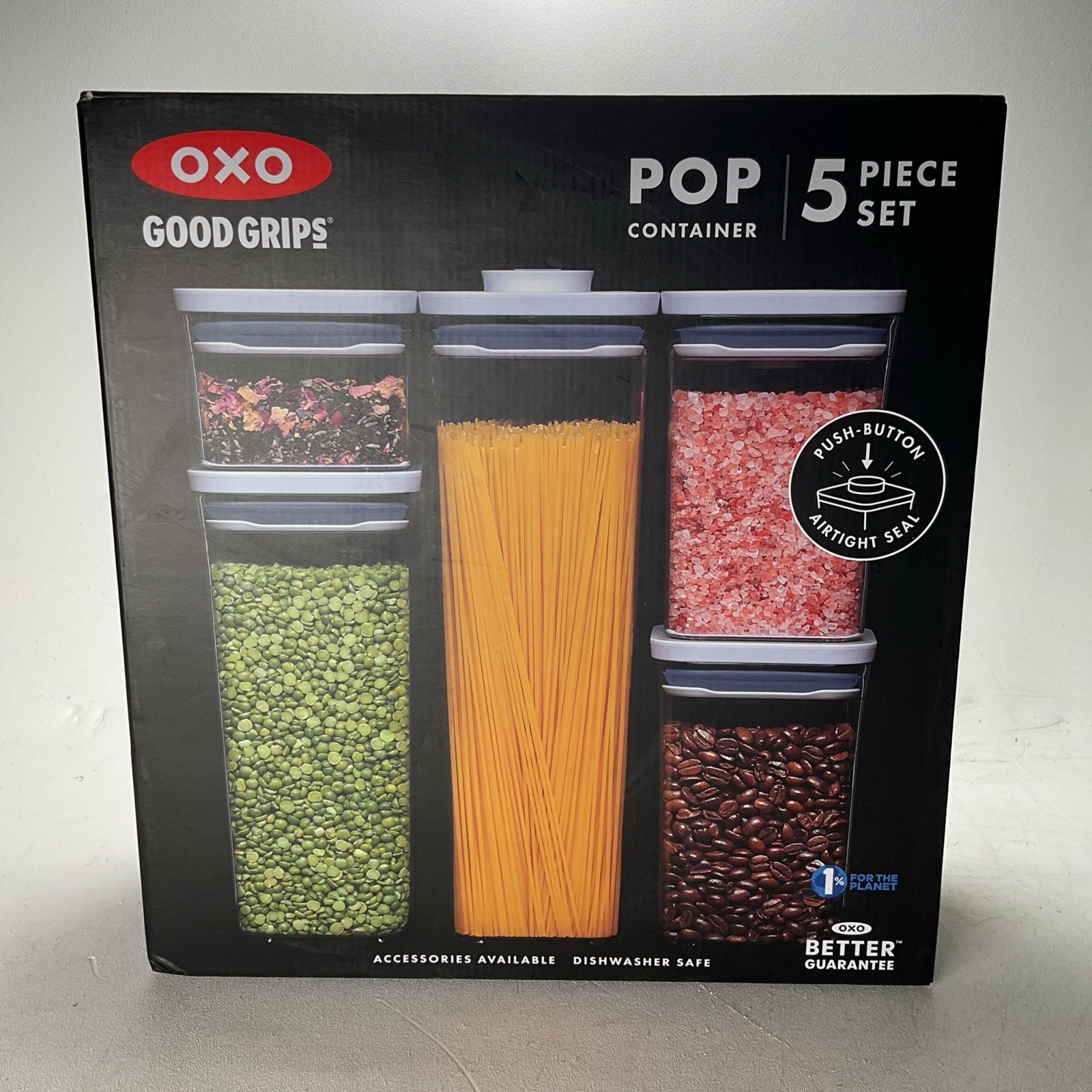 OXO Good Grips 5-Piece Airtight POP Container Set – White/Clear – NEW*