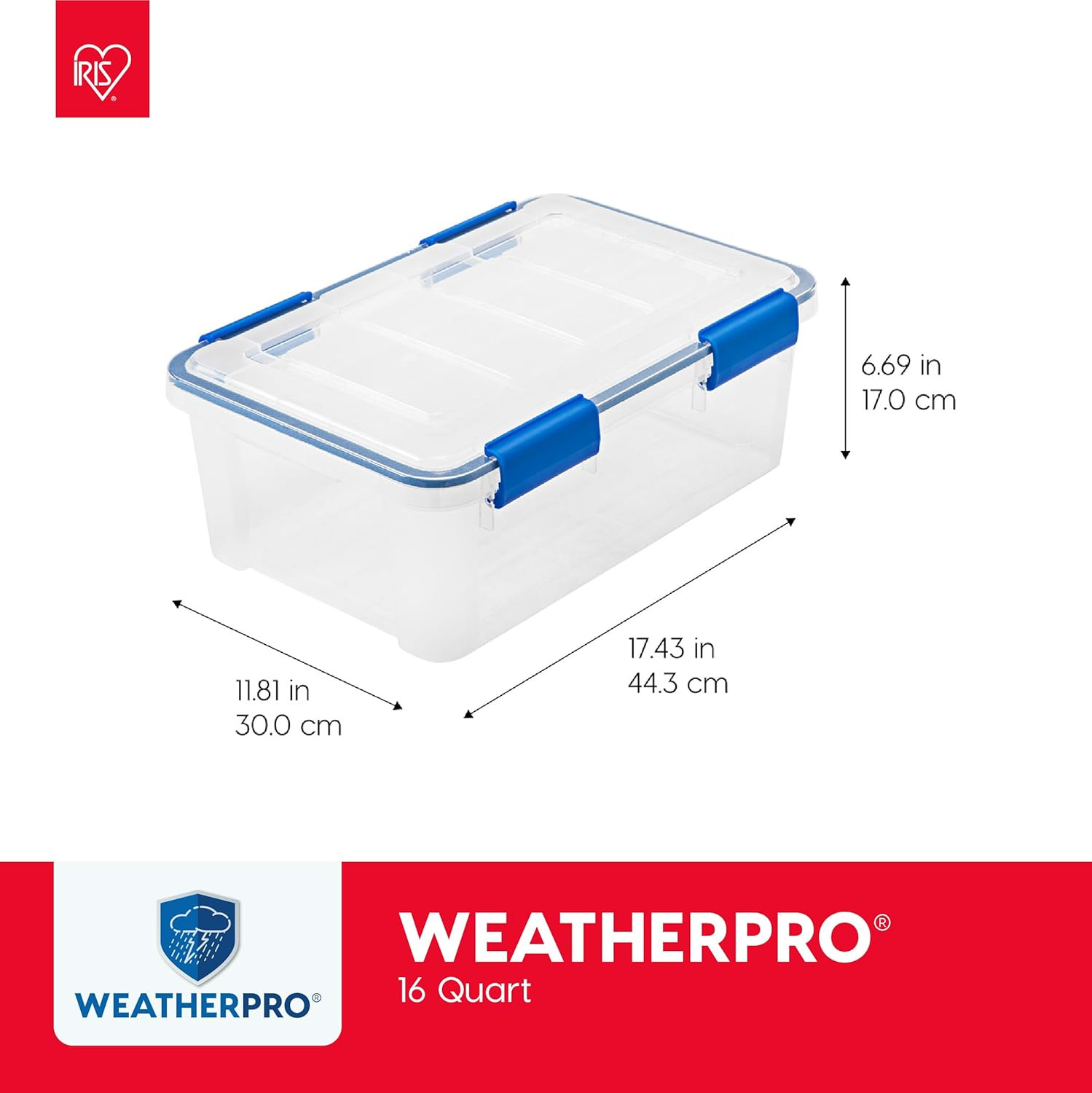 USA Weatherpro 16 Qt Storage Bins with Lids, 3 Pack, Bpa-Free Plastic Gasket Box