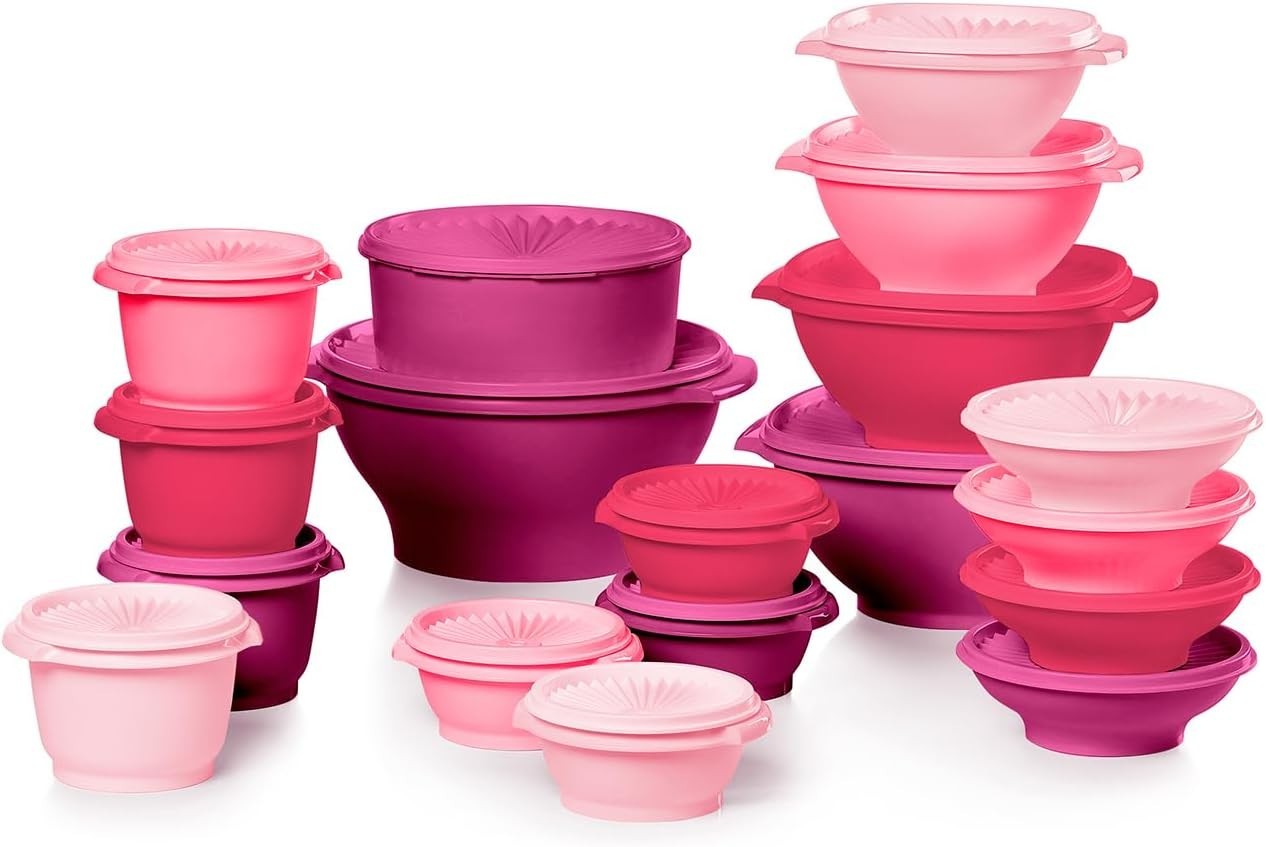 Heritage Collection New 36 Piece Food Storage Container Set in Vintage Pink