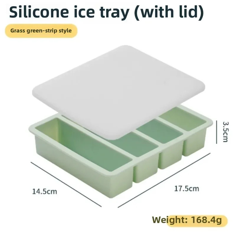 Silicone Freezer Tray 1pc with Lid Durable Kitchen Storage for Soup Broth Sauces