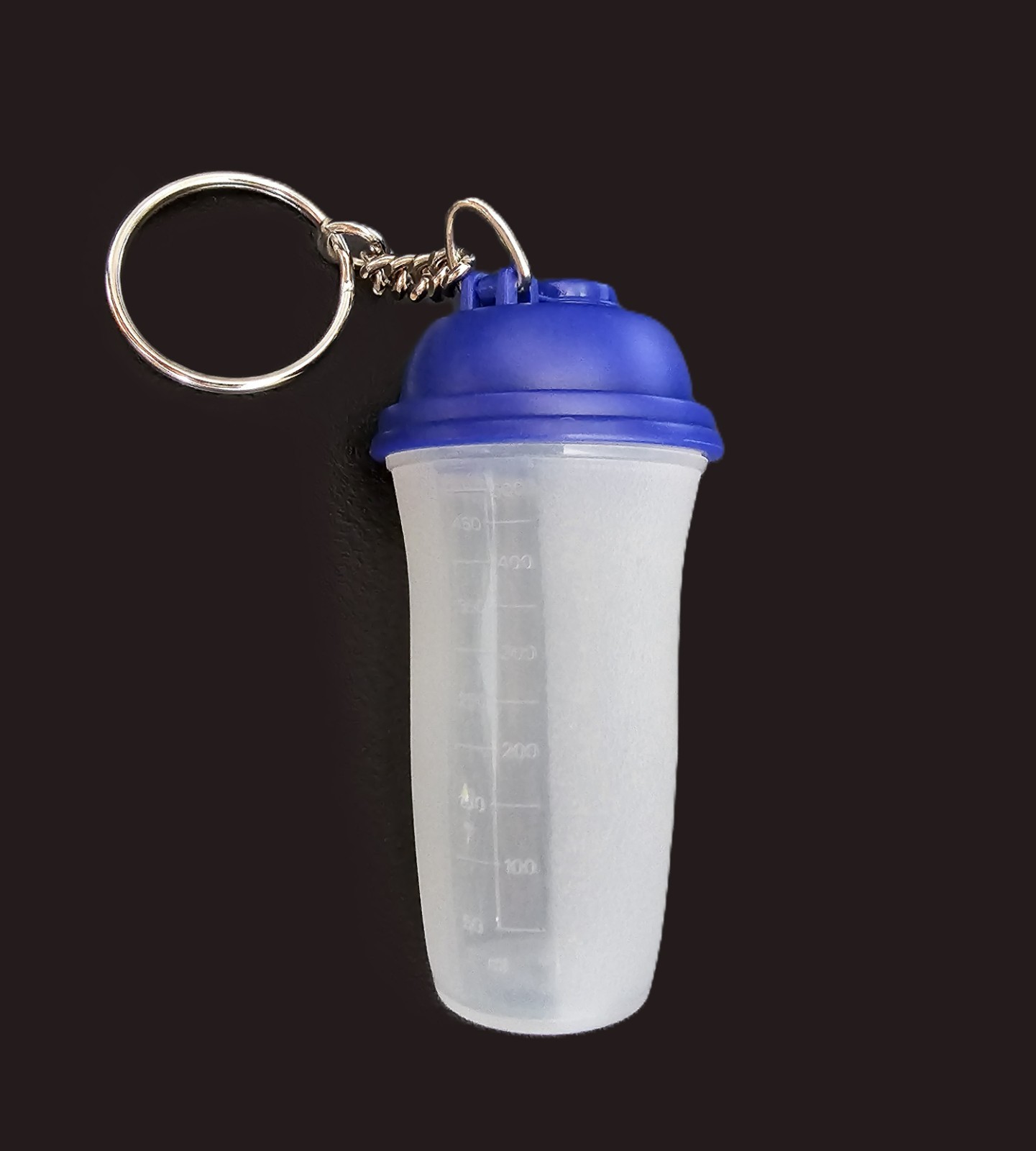 Tupperware Mini Quickshake Keychain Clear Blue Top Rare HTF
