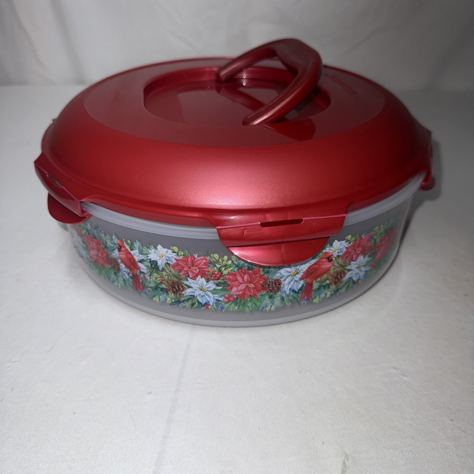 LocknLock Pie Carrier Special Edition Printed Storage w Handle K85507 Cardinal