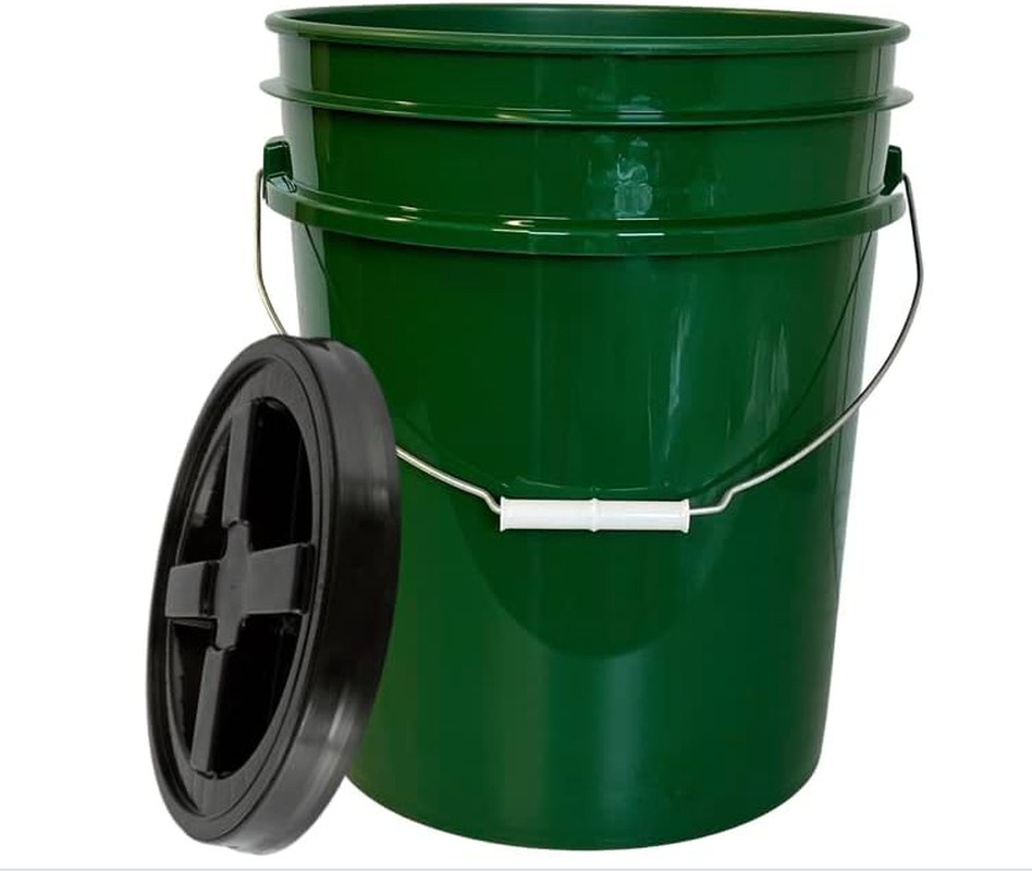 House Naturals 5 Gallon Food Grade BPA Free Container Dark Green Bucket with Scr