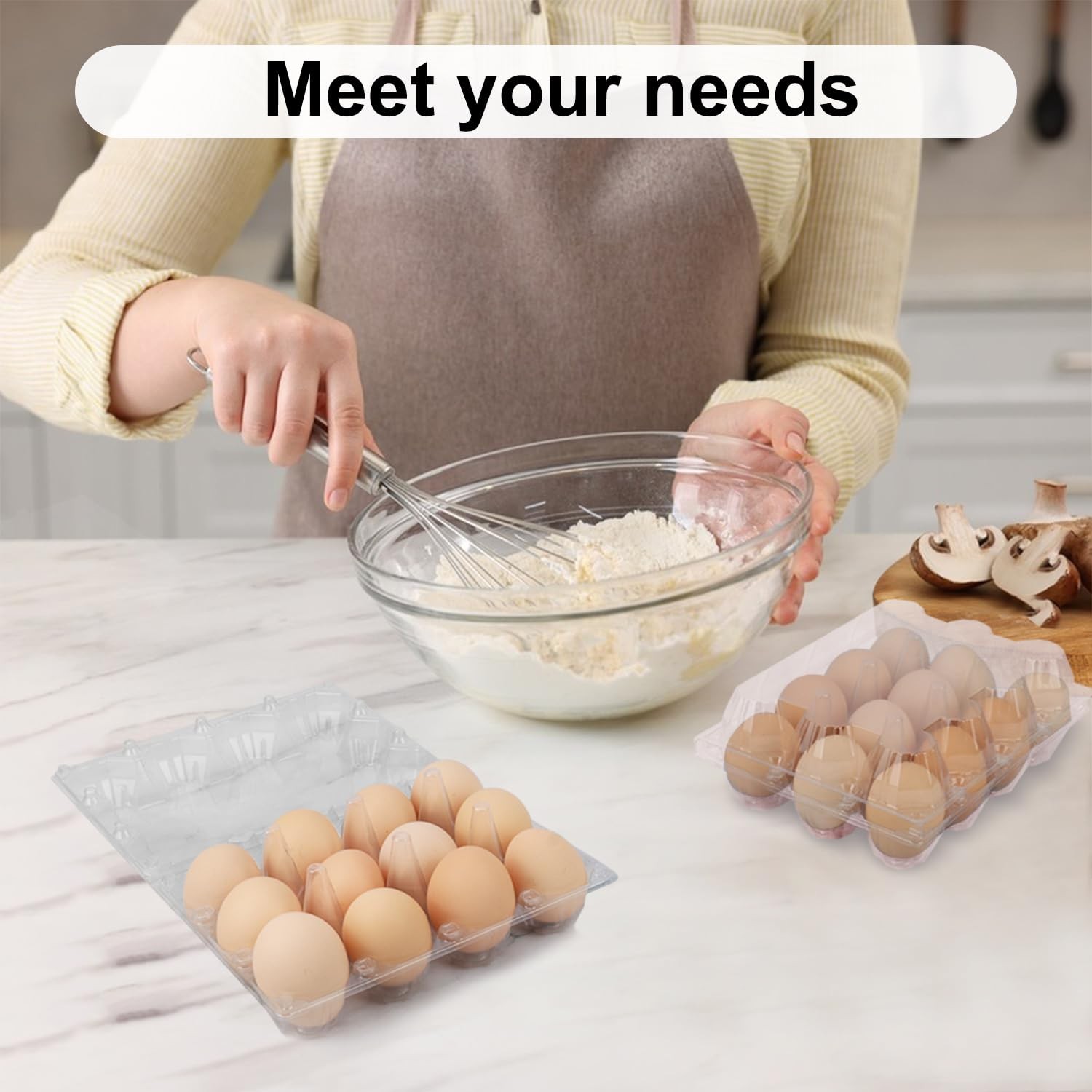 130 Packs 3 x 4 Clear Egg Cartons, 1 Dozen Plastic Egg Cartons, Transparent C…