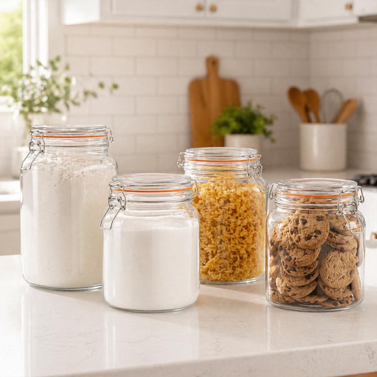 kitchentoolz Half Gallon Glass Large Mason Jars with Airtight Lid – 64oz Wide…