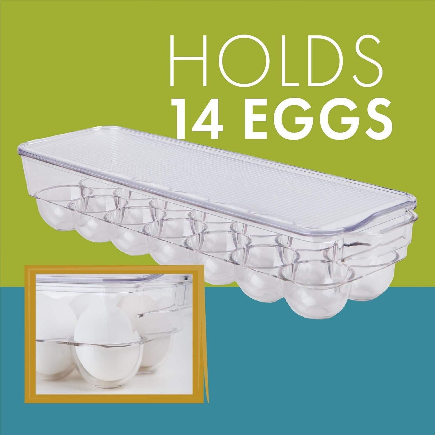 Dial Industries Fridge Egg Storage Holder, 14 Egg Container with Lid